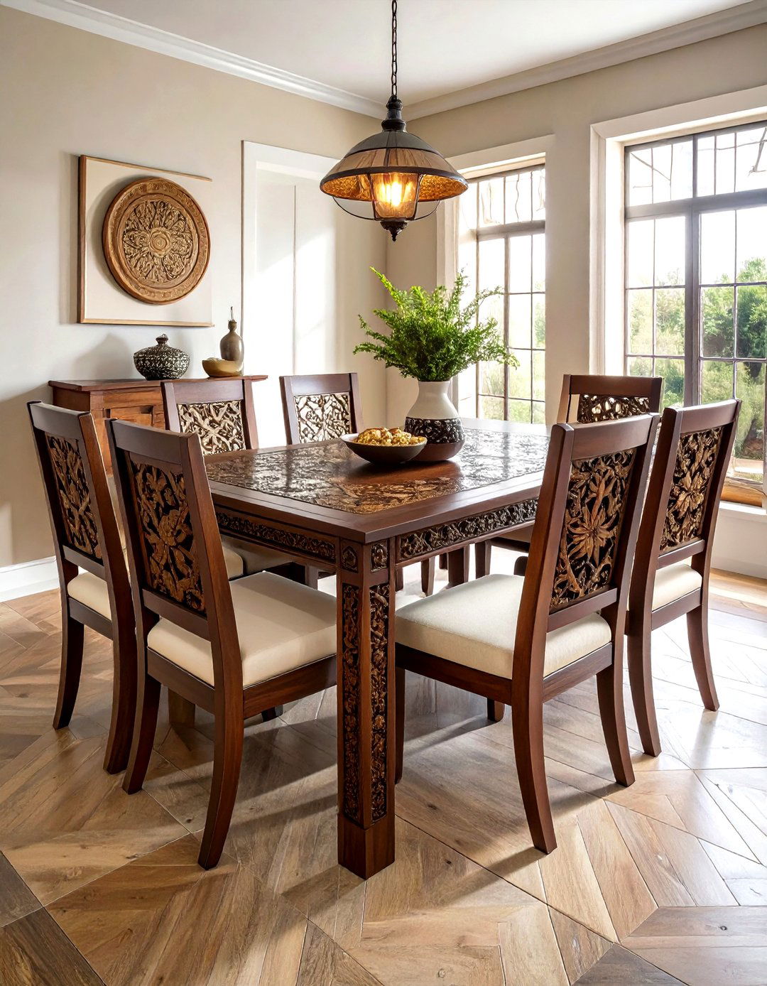 Carved Wood Table - 30 Moroccan dining room ideas