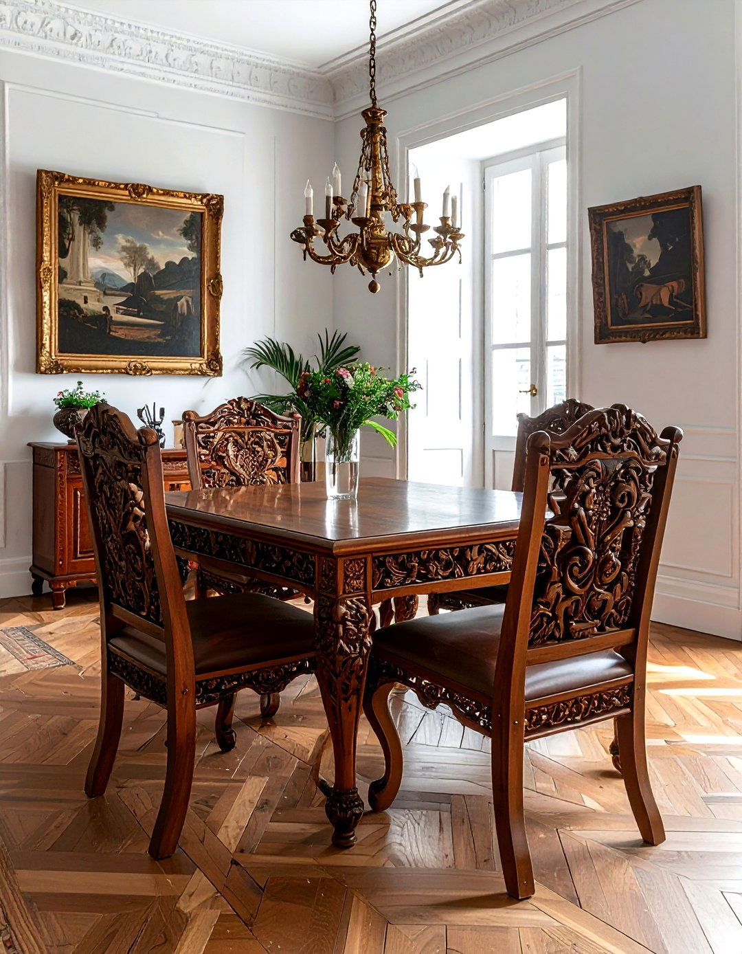 Carved wood chair - 30 wood dining chair ideas