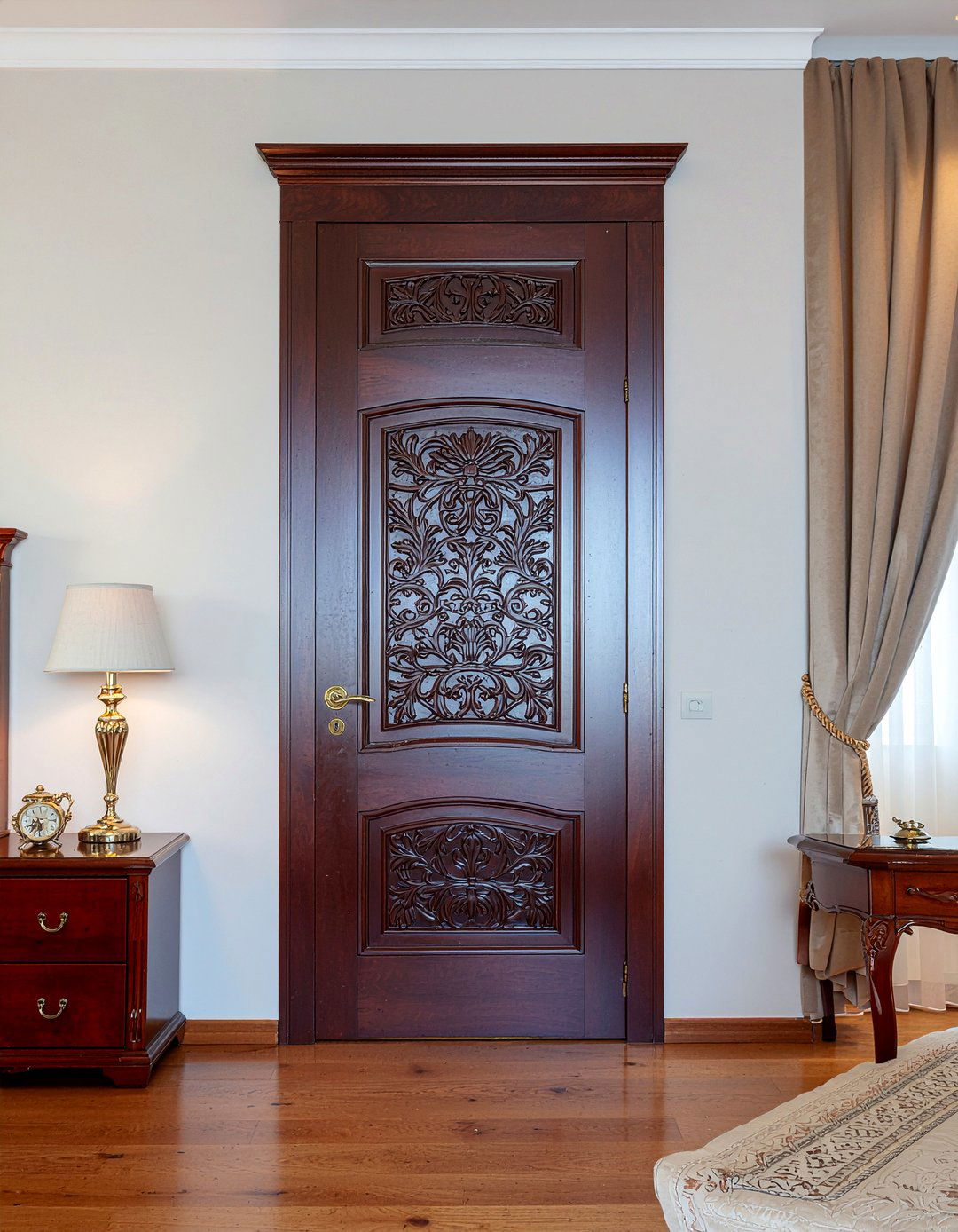 Carved wood door - 30 bedroom door designs
