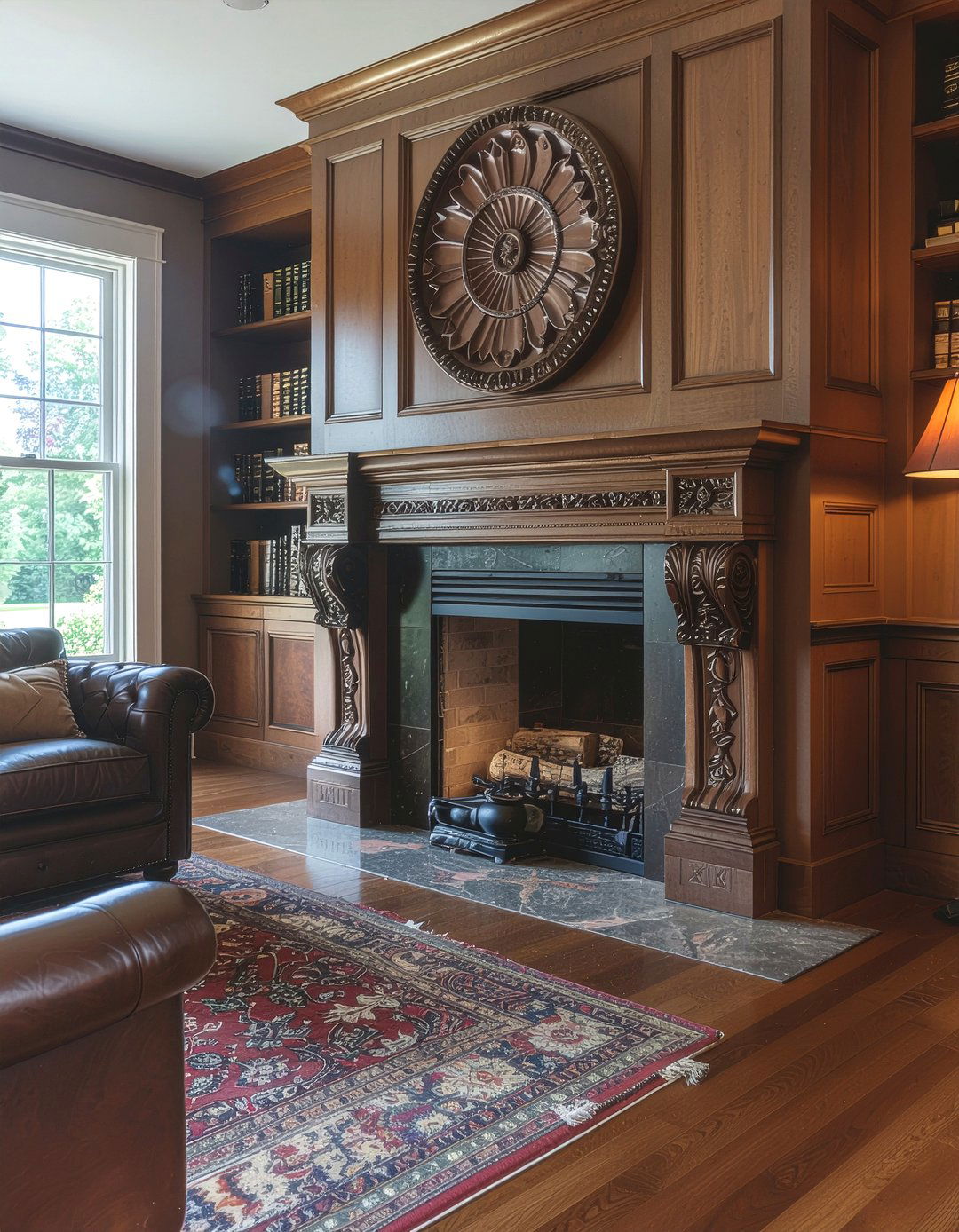 Carved wood rosette - 30 living room rosette ideas