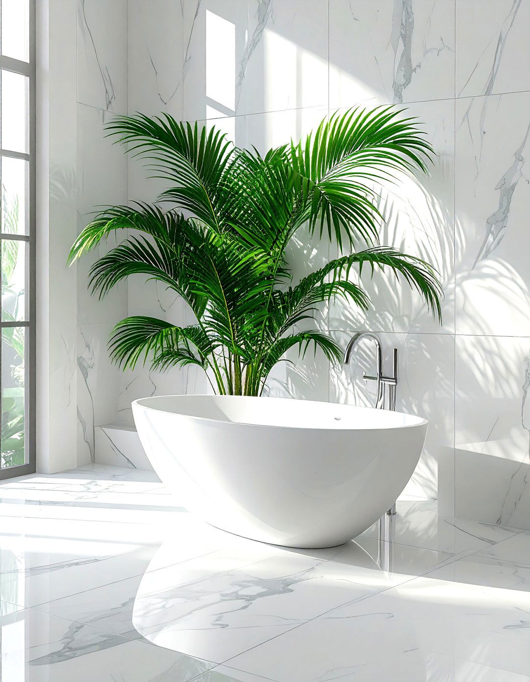 Cascade palm bathroom - 30 palm plant ideas