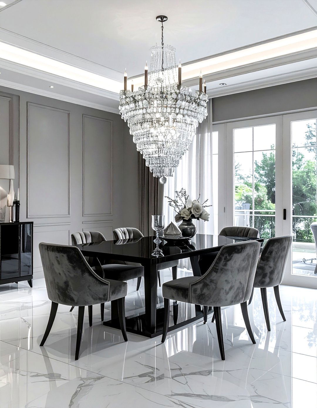 Cascading Crystal Chandelier - 30 cluster pendant dining room ideas