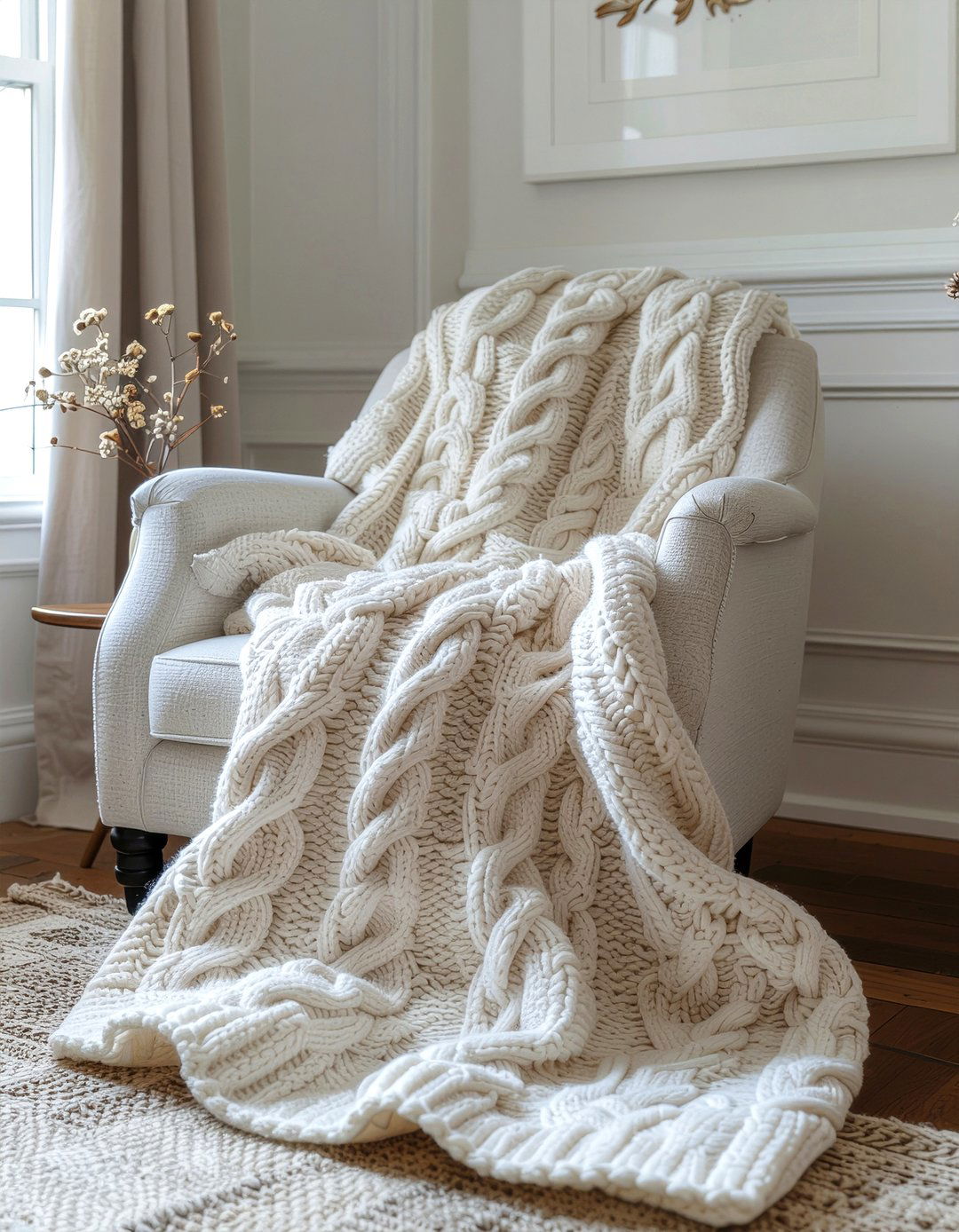 Cashmere cable knit - 30 cashmere bedroom ideas