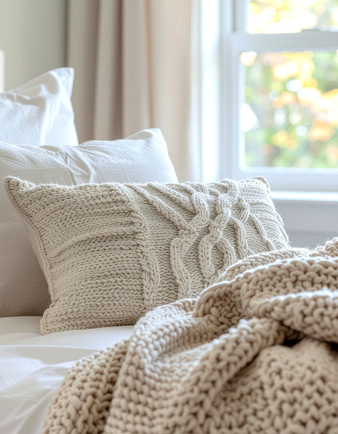 Cashmere knit pillow - 30 cashmere bedroom ideas