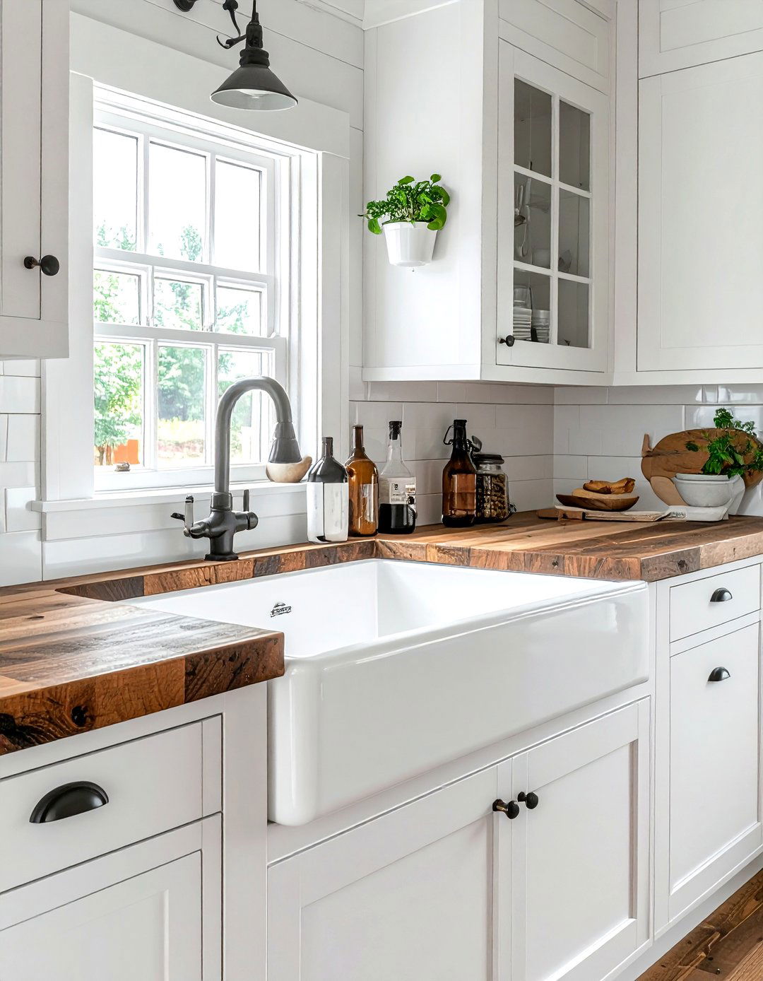 Cast iron sink butcher block countertop - 30 cast iron sink kitchen ideas