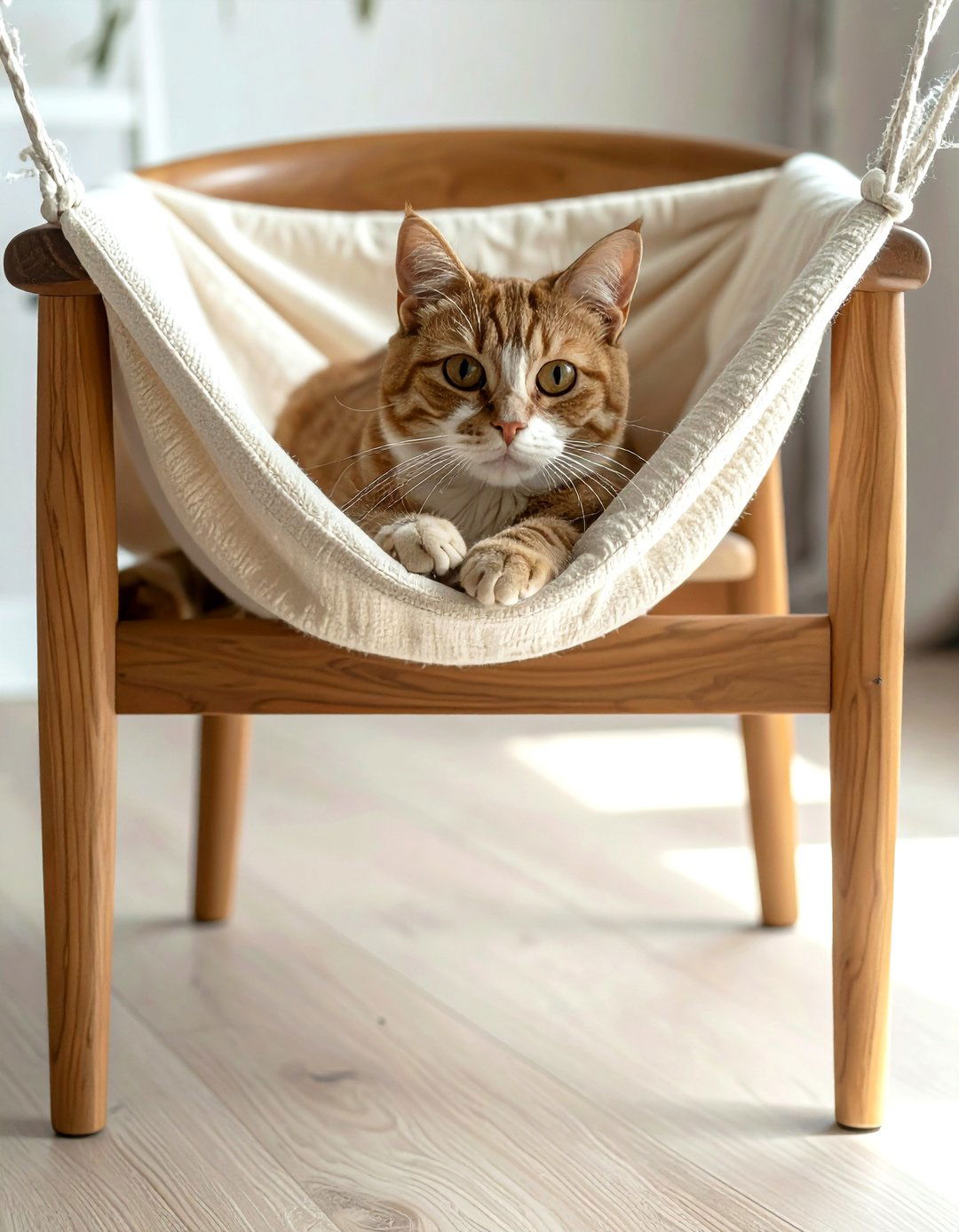 Cat Hammock Under Chair - 30 cat-friendly decor ideas