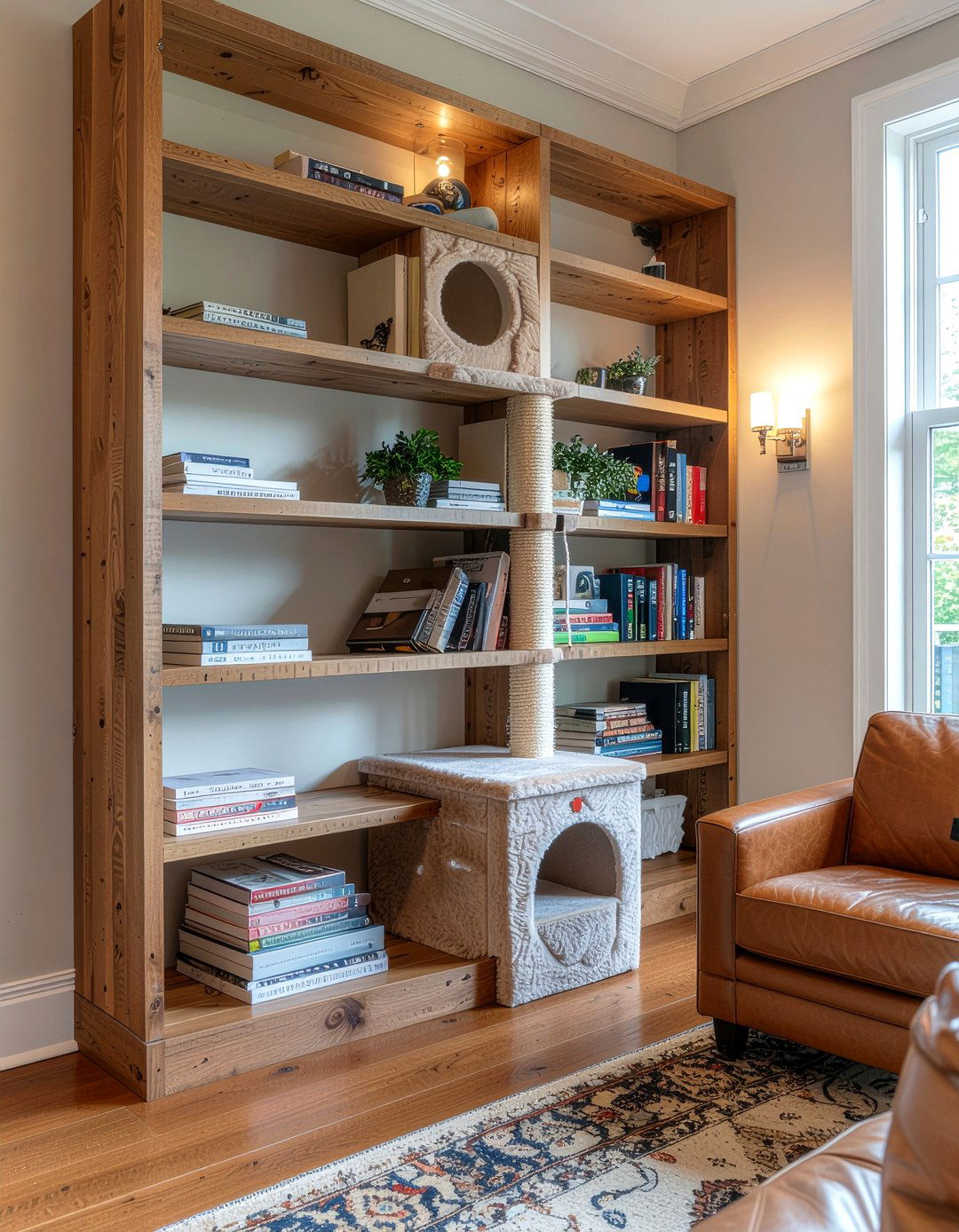 Cat Tree Bookshelf Combo - 30 cat tree living room ideas