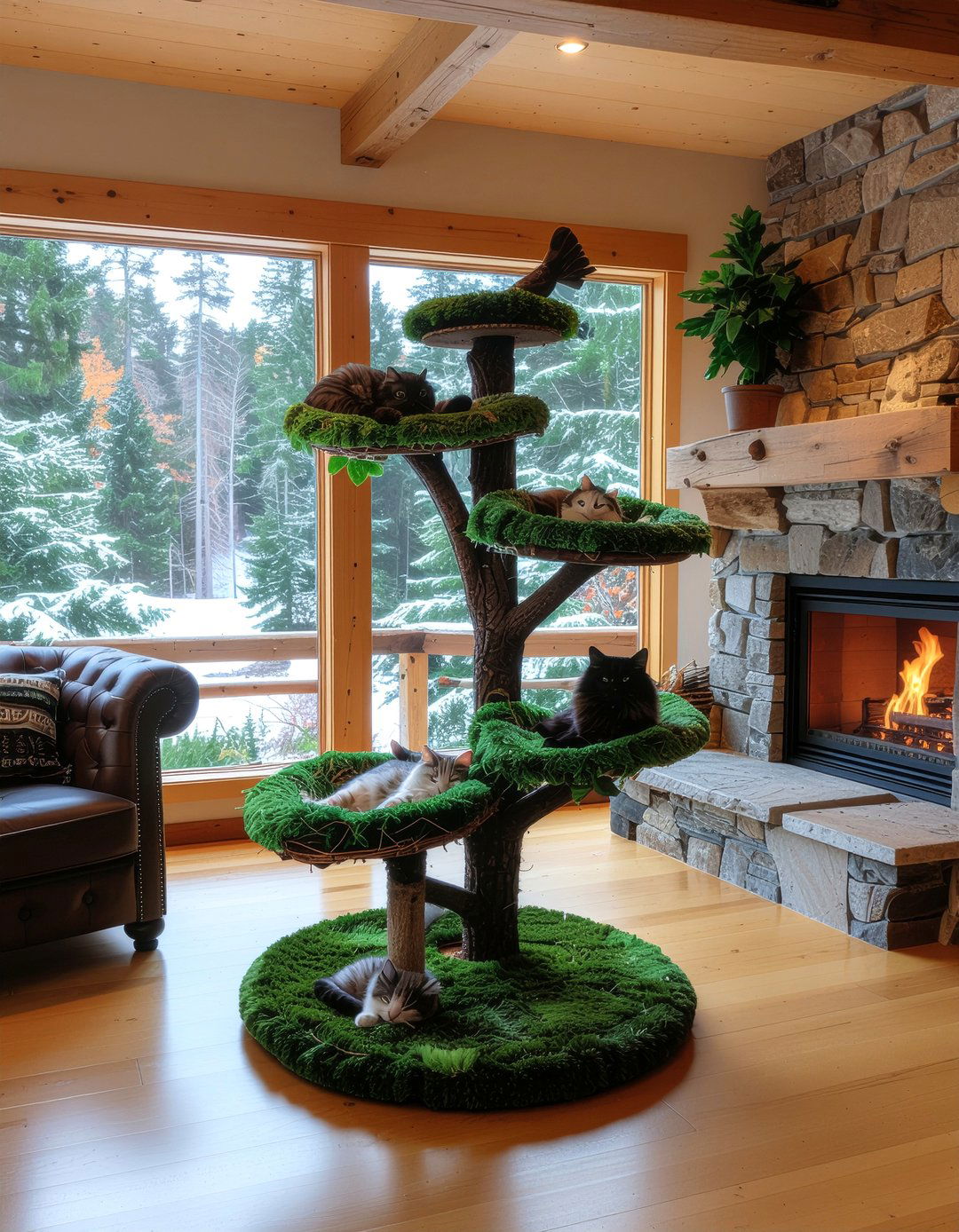 Cat Tree House - 30 cat living room ideas