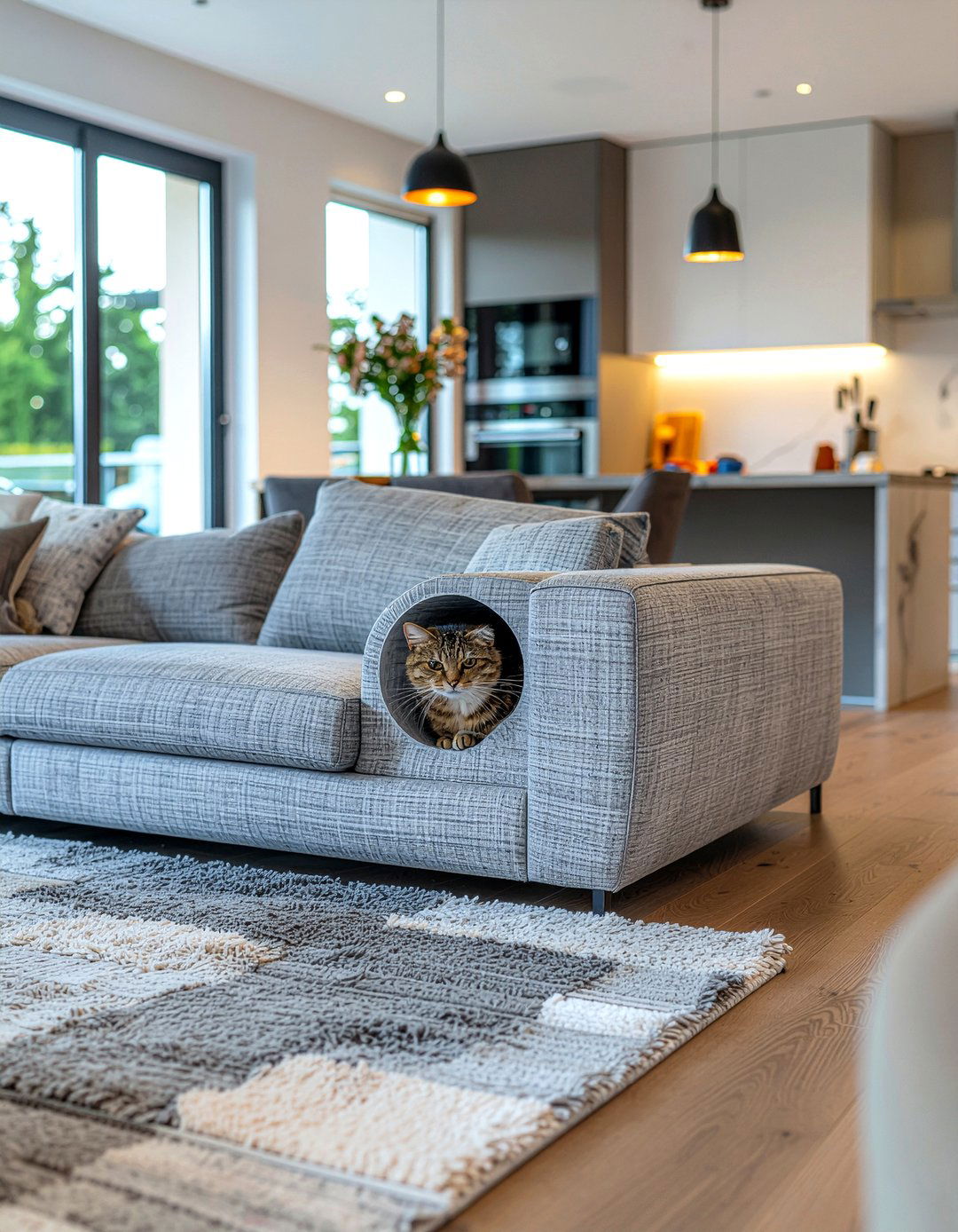 Cat Tunnel Sofa - 30 cat living room ideas