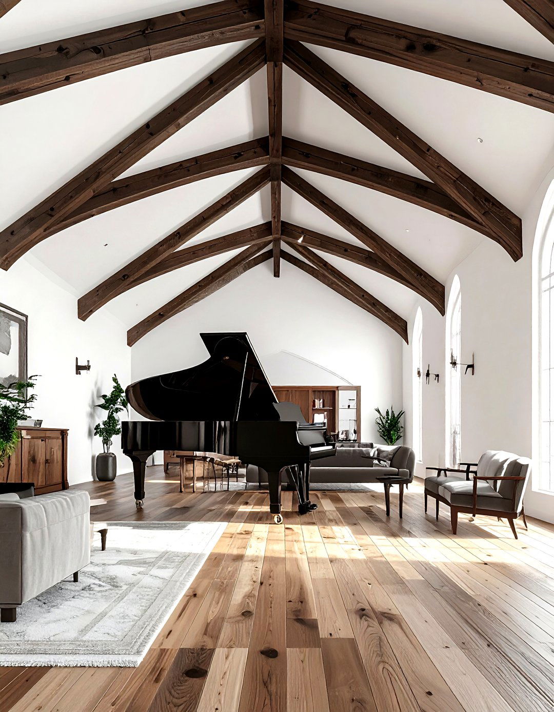 Cathedral ceiling with beams - 30 living room textured ceiling ideas