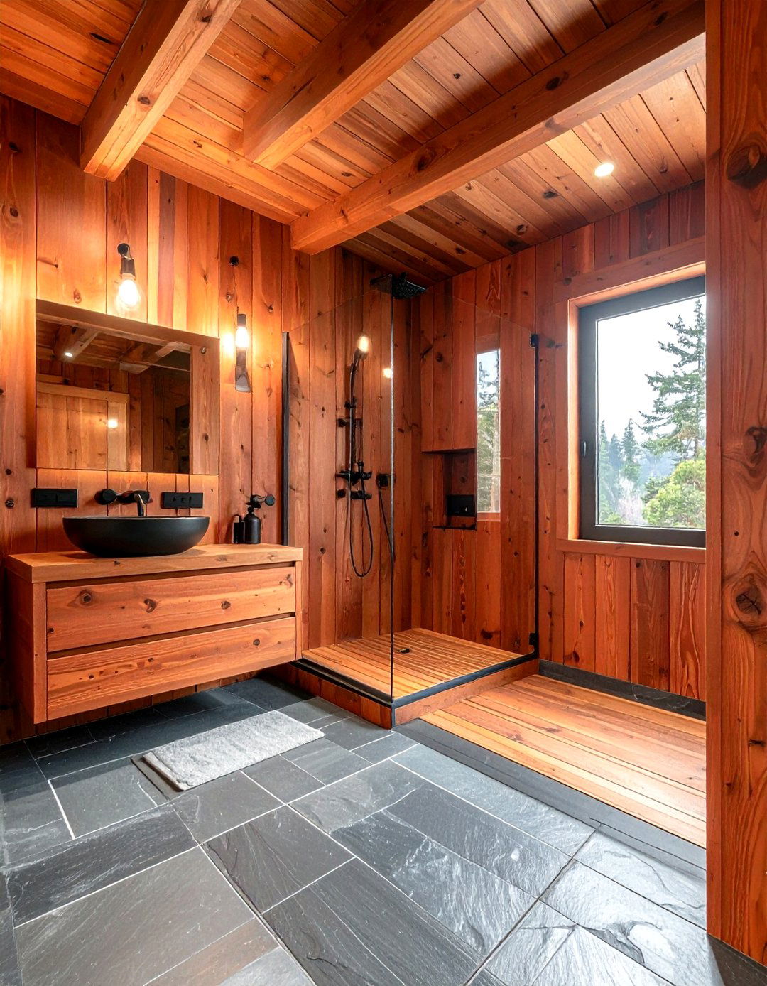 Cedar Wood Bathroom - 30 warm brown bathroom ideas