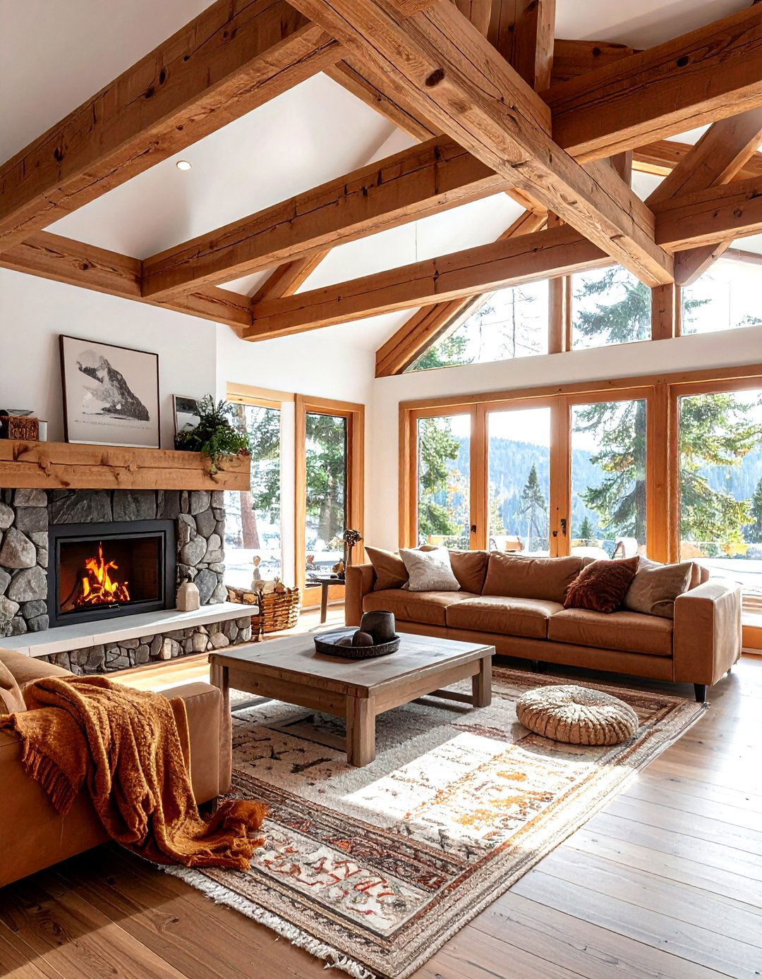 Cedar Wood Truss - 30 living room trusses ideas