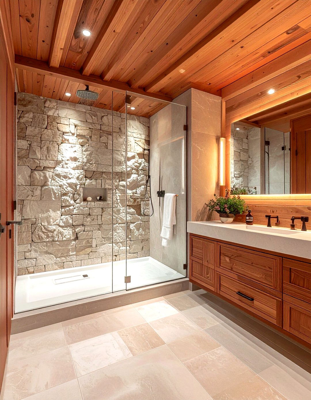 Cedar plank bathroom ceiling - 30 wood ceiling bathroom ideas