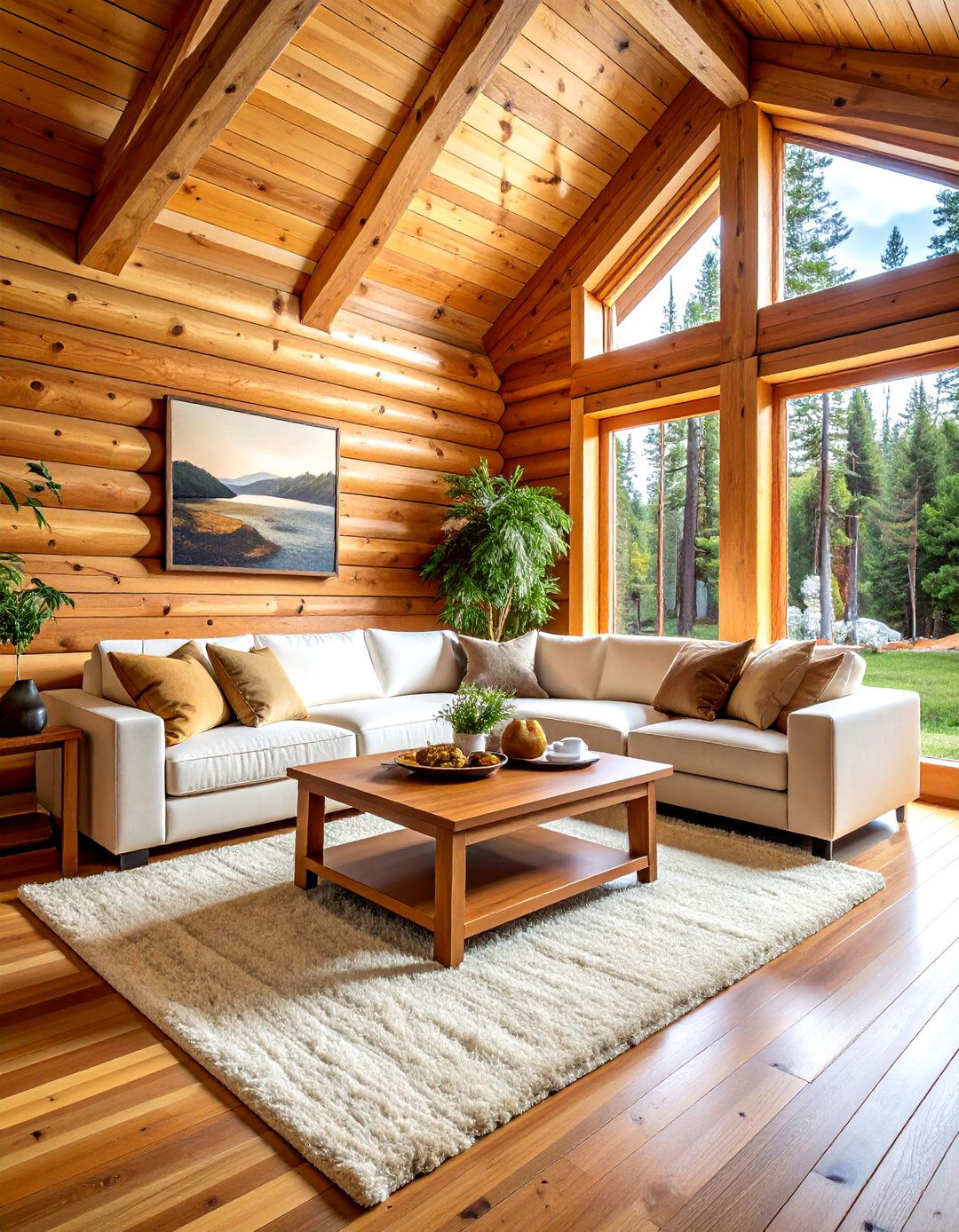 Cedar wood cabin - 30 living room cabin furniture ideas