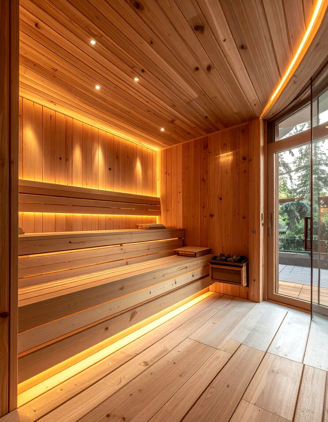 Cedar wood sauna - 30 wood accent bathroom ideas