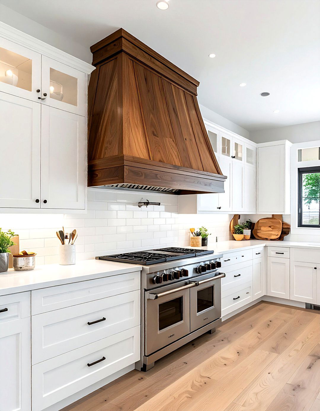 Ceiling Height Wood Hood - 30 wood hood kitchen ideas