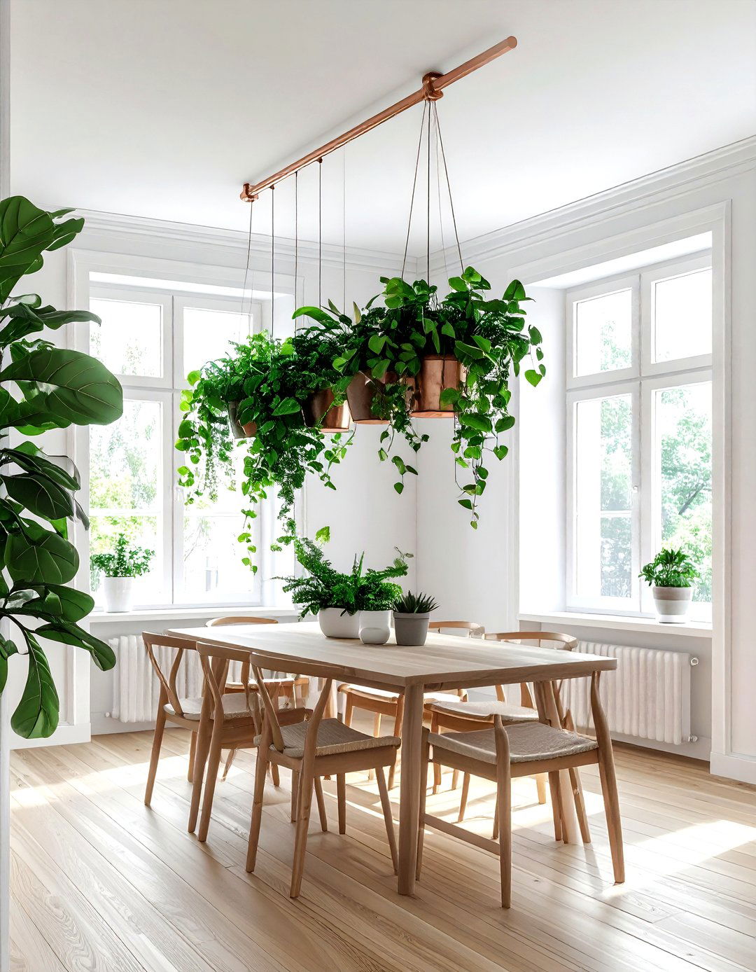 Ceiling Mounted Plant Rod - 30 dining room hanging plant ideas