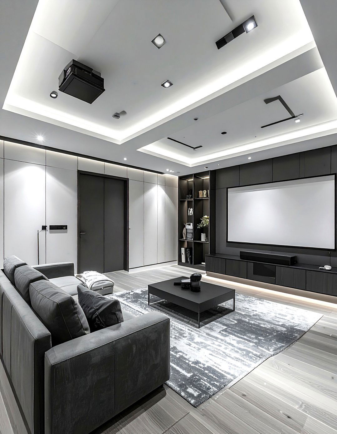 Ceiling Mounted Projector - 30 living room space saving ideas