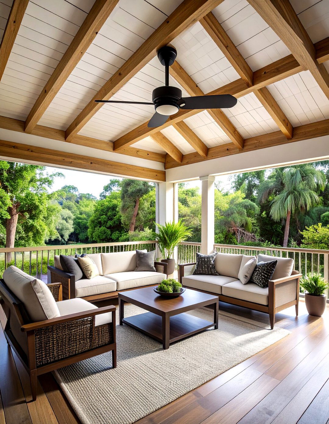 Ceiling fan with lights - 30 screened porch decor ideas