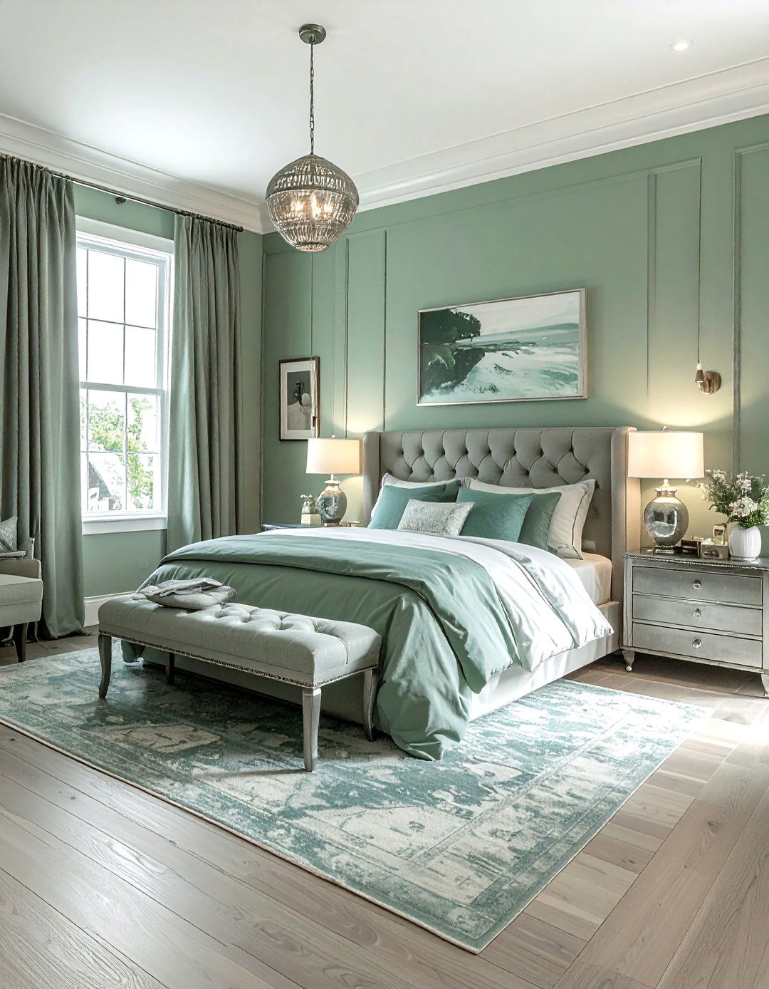 Celadon Green Coastal Bedroom - 30 coastal green bedroom ideas