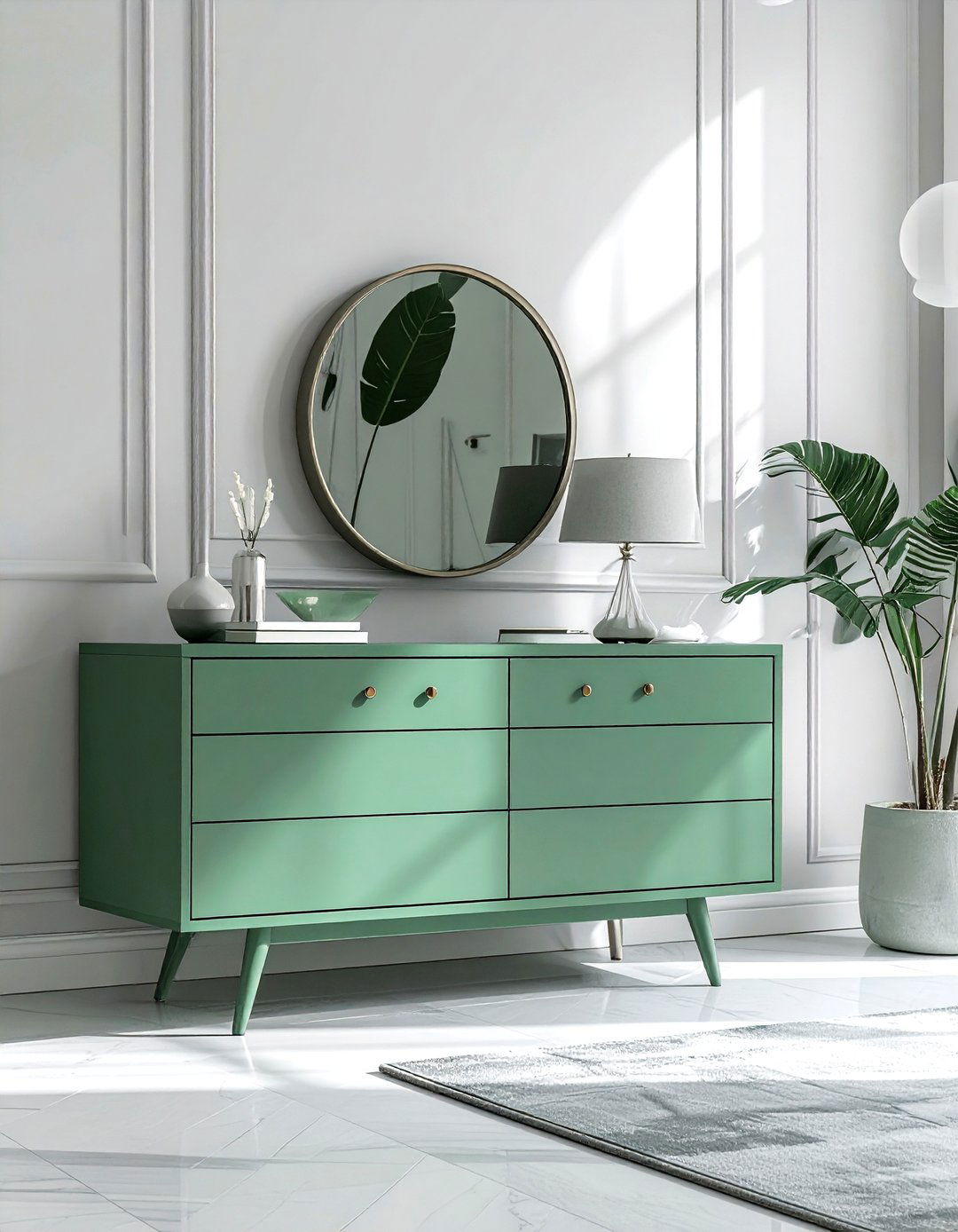 Celadon green furniture - 30 minimalist green living room ideas