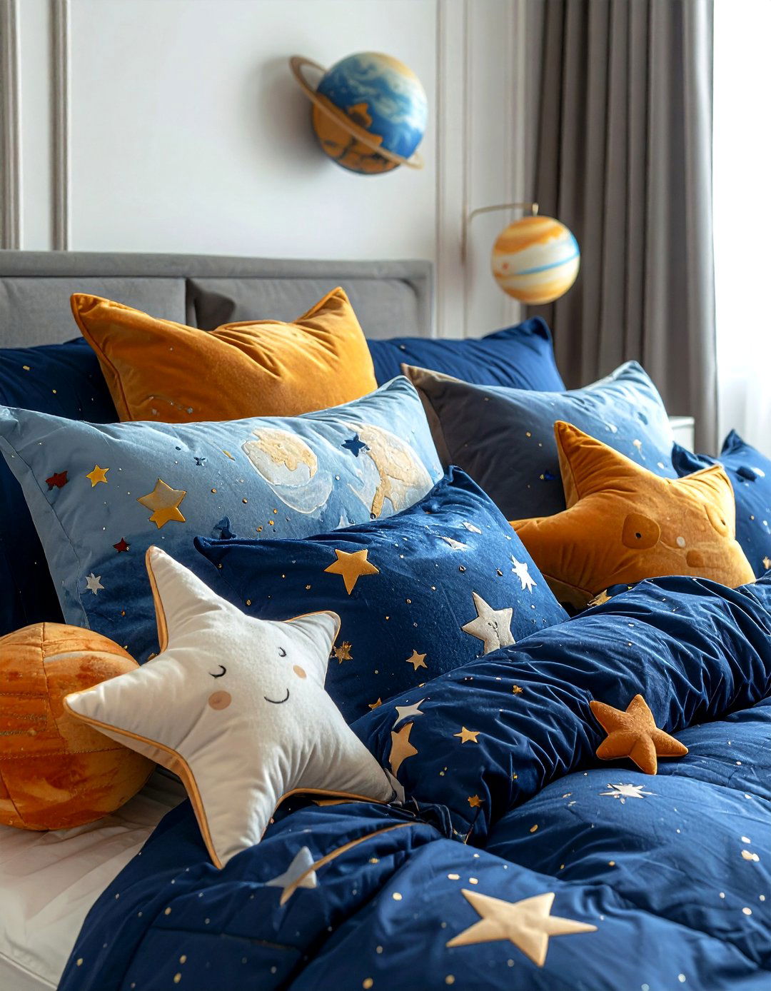 Celestial plush pillows - 30 planet bedroom ideas