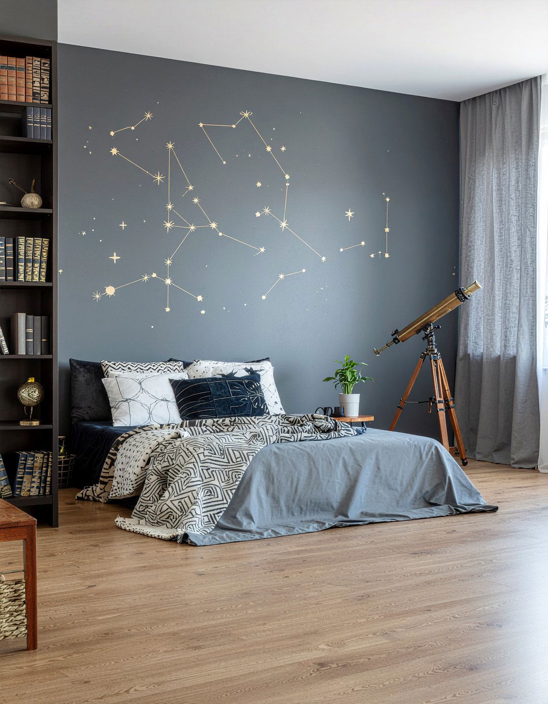 Celestial star chart - 30 travel themed bedroom ideas