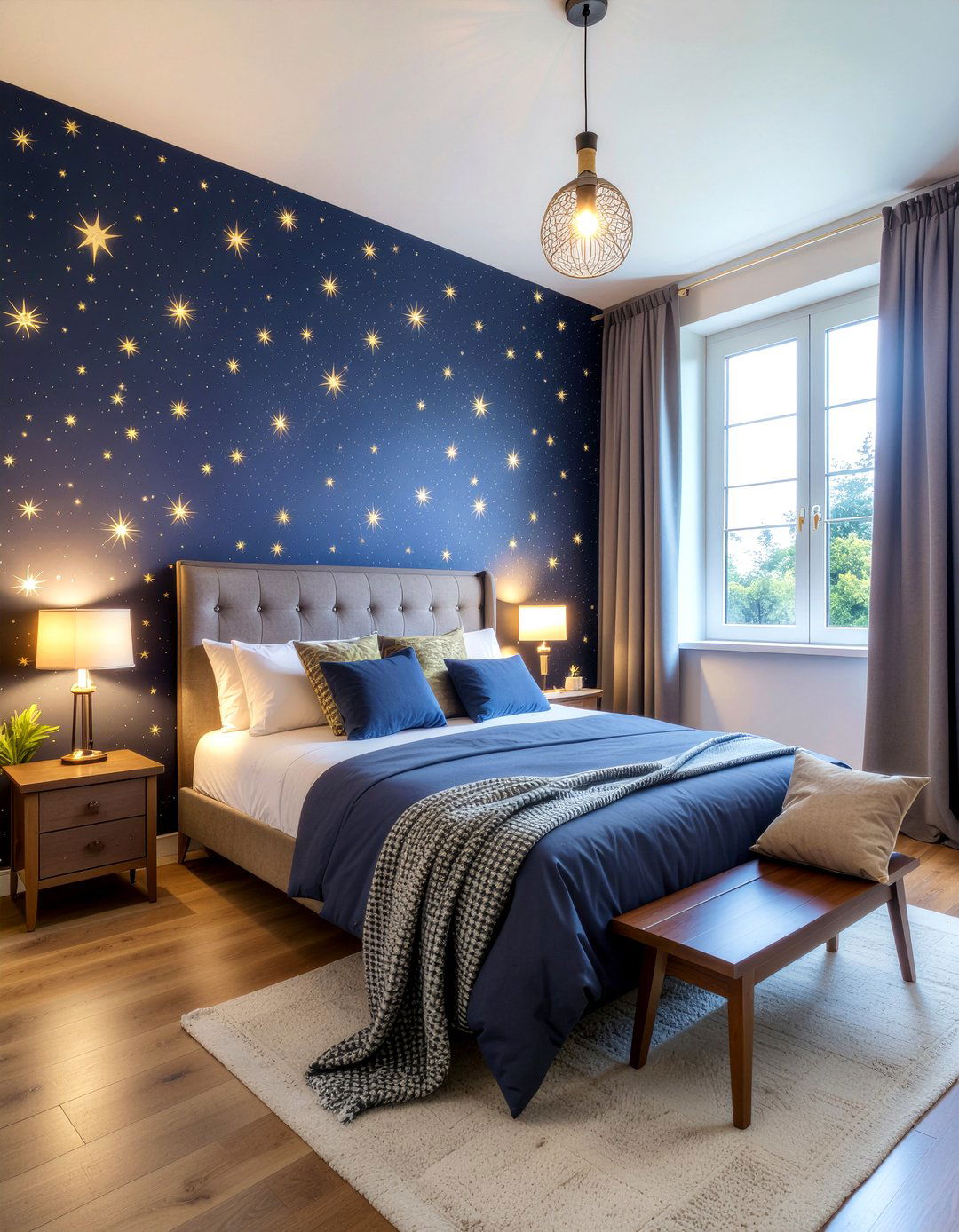 Celestial star wallpaper - 30 bedroom peel and stick wallpapers