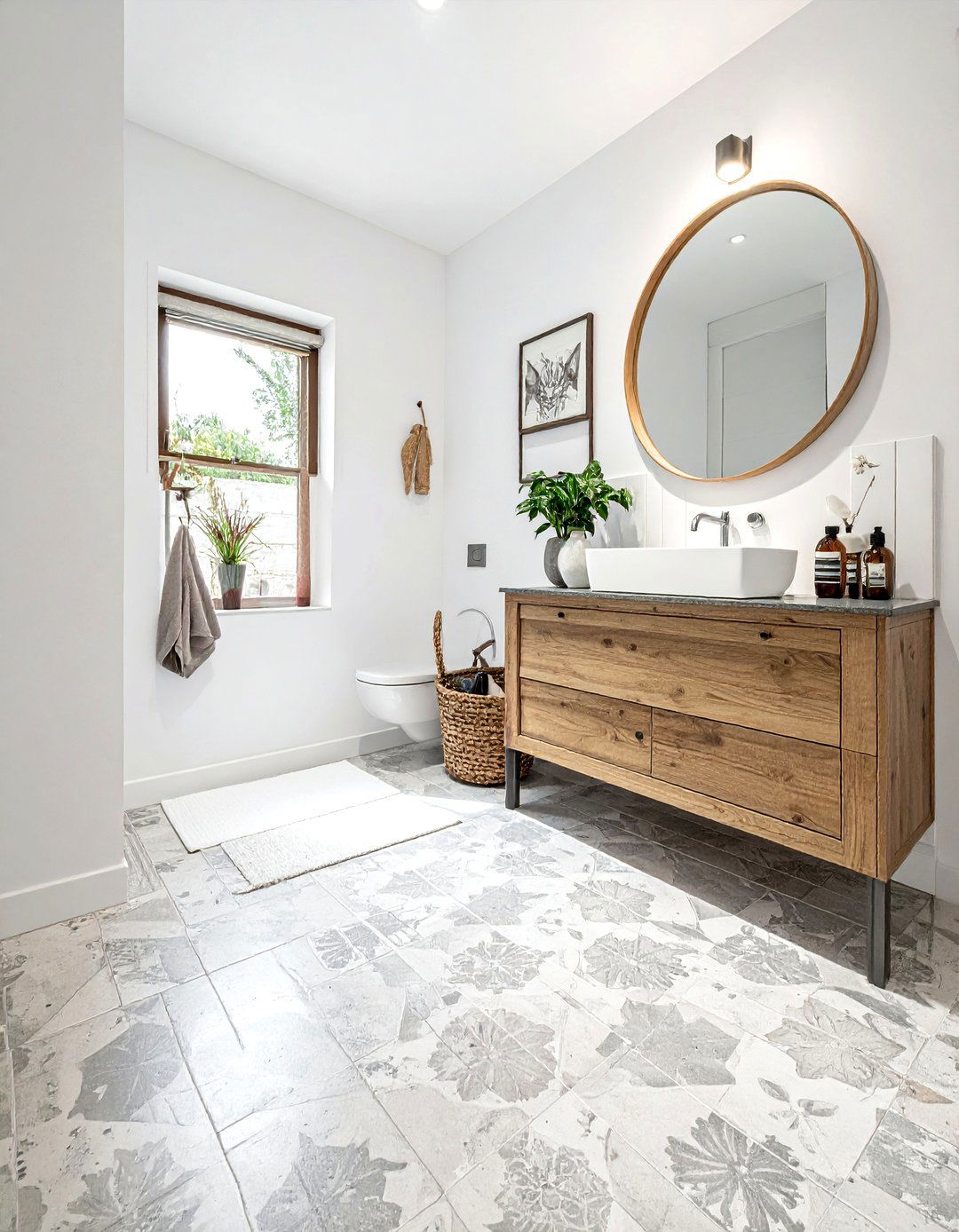 Cement Pattern Tile - 30 small bathroom tile ideas