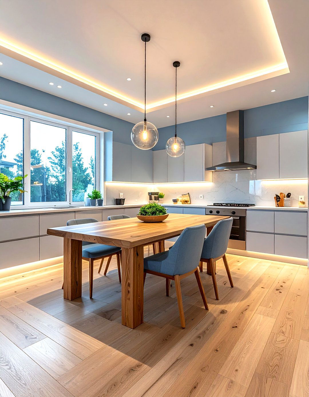 Center ambient lighting grid - 30 kitchen recessed lighting ideas