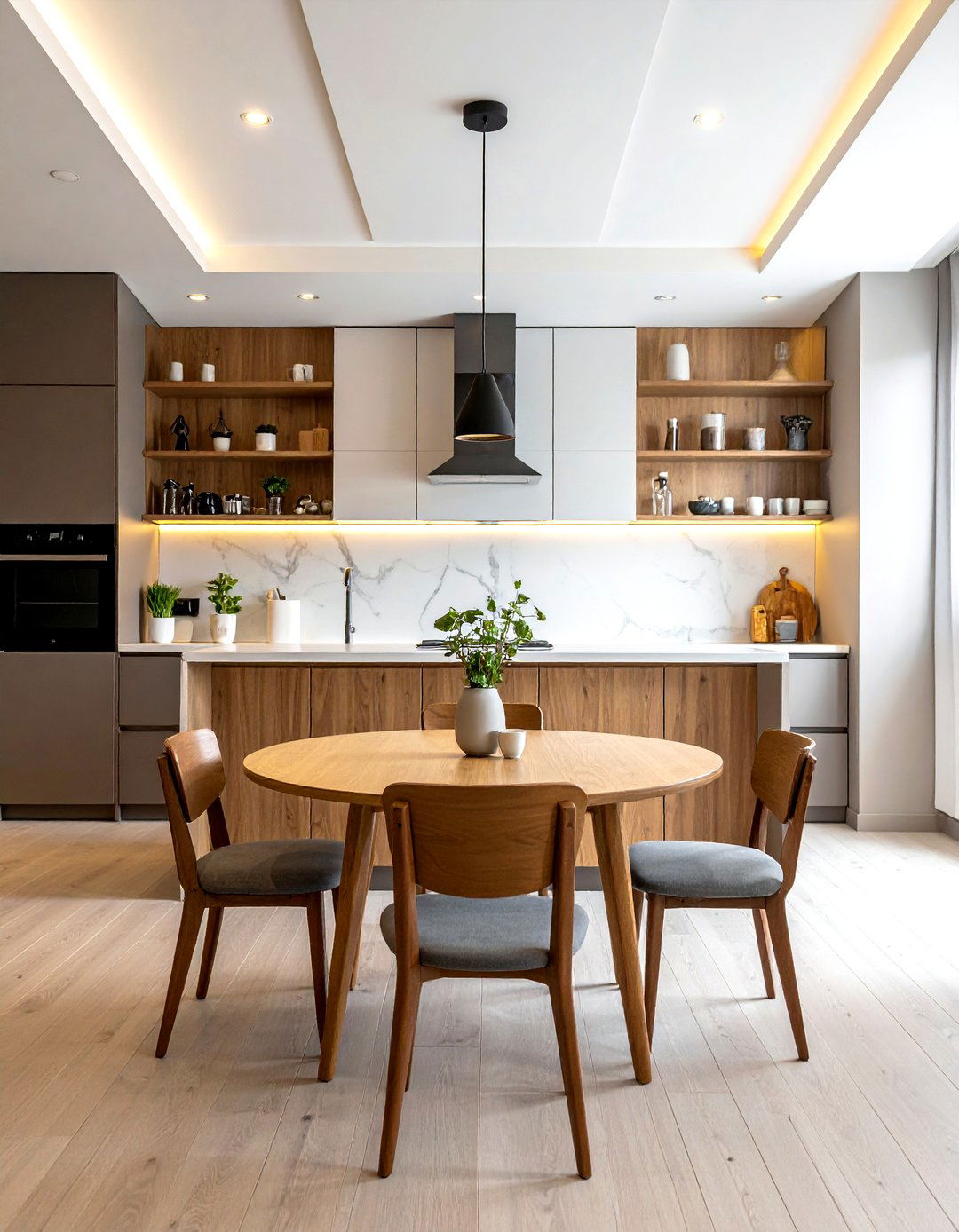 Centered Dining Area - 30 symmetrical kitchen ideas