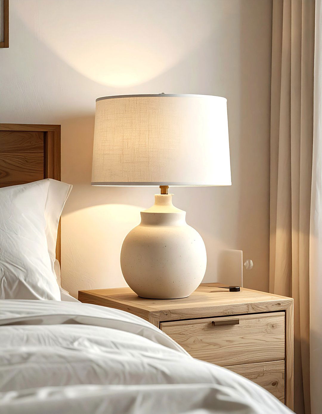 Ceramic Bedside Lamp - 30 beige bedroom accessories ideas