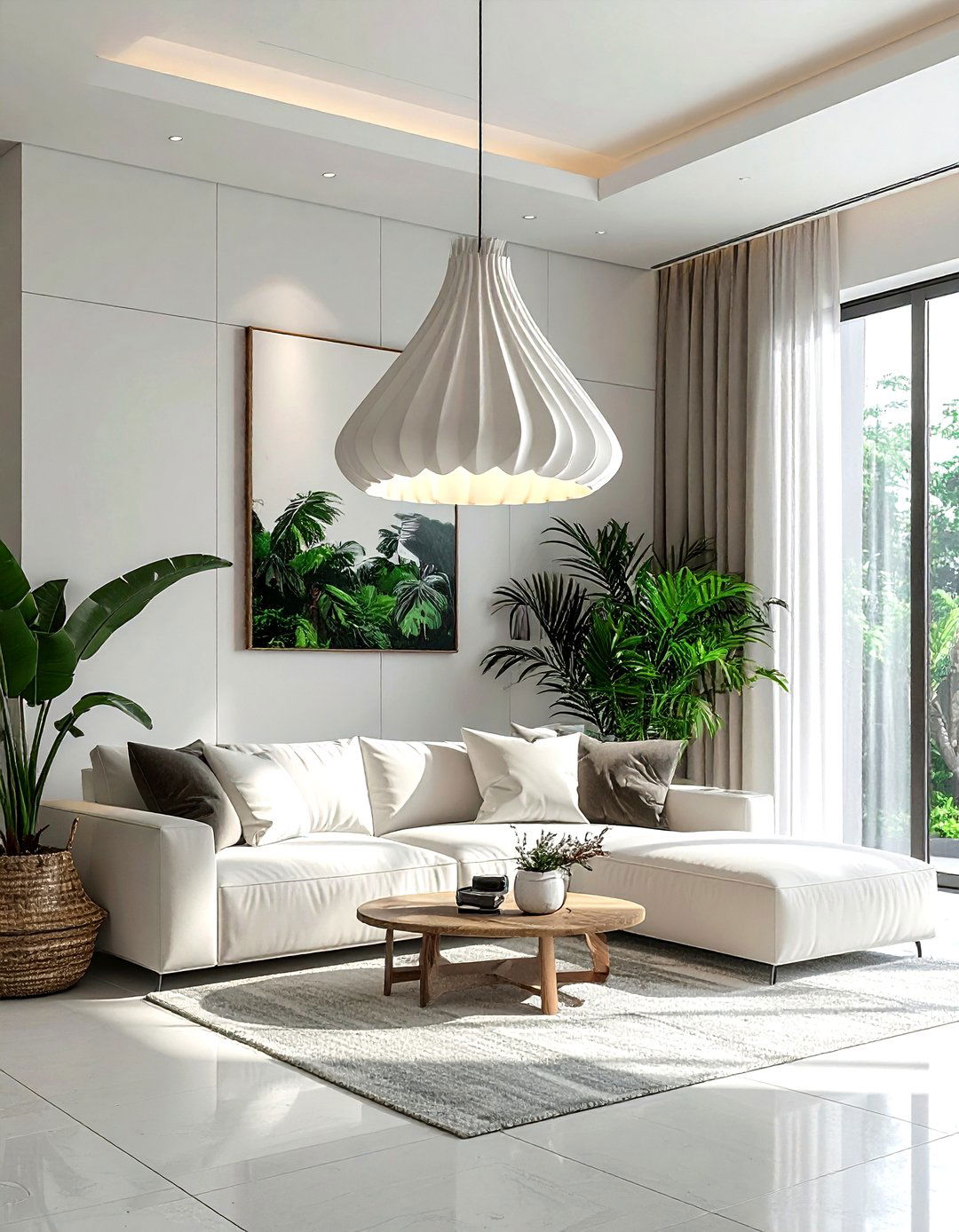 Ceramic Light Fixture - 30 living room pendant lighting ideas