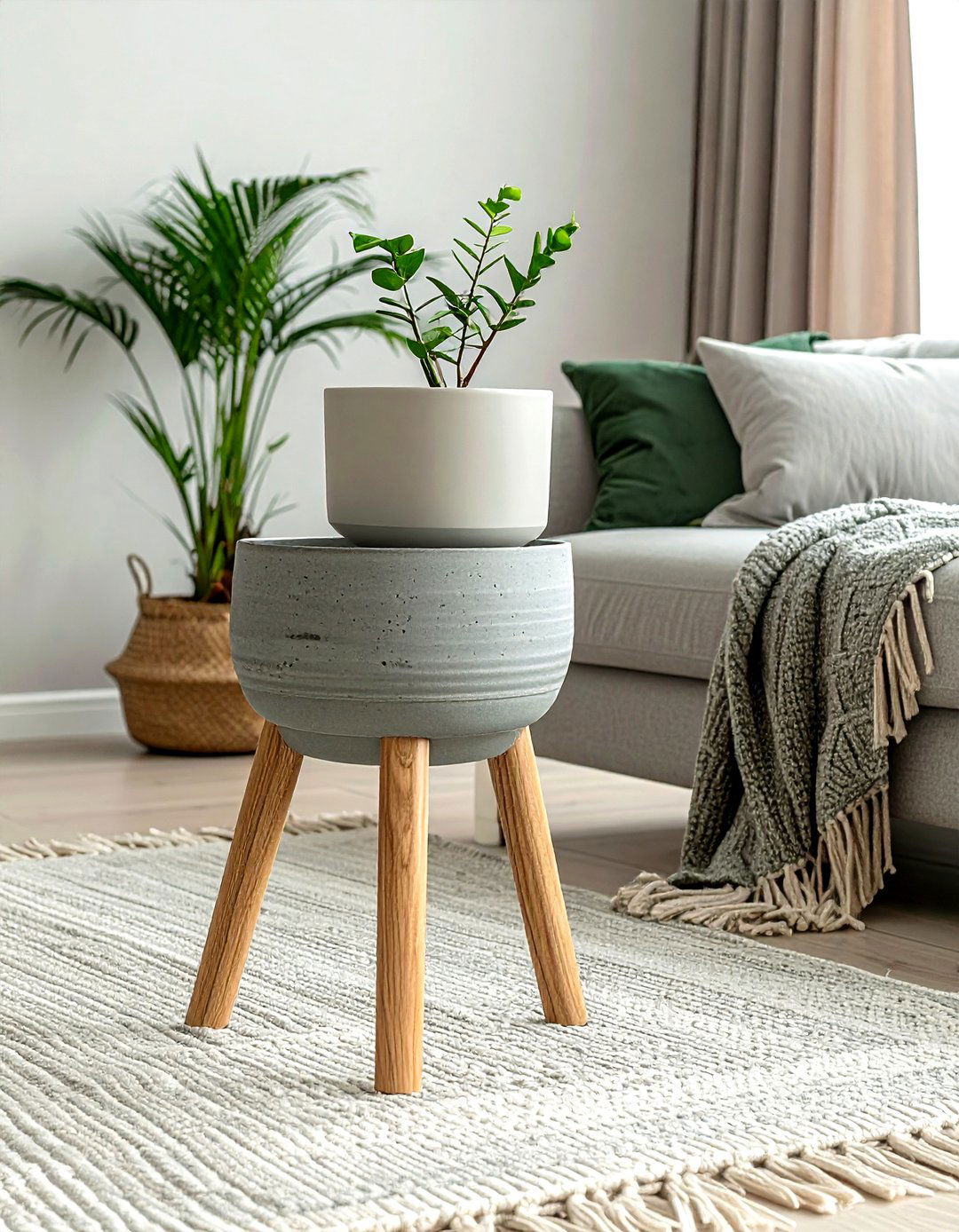 Ceramic Plant Stand With Wood Legs - 30 living room plant stands