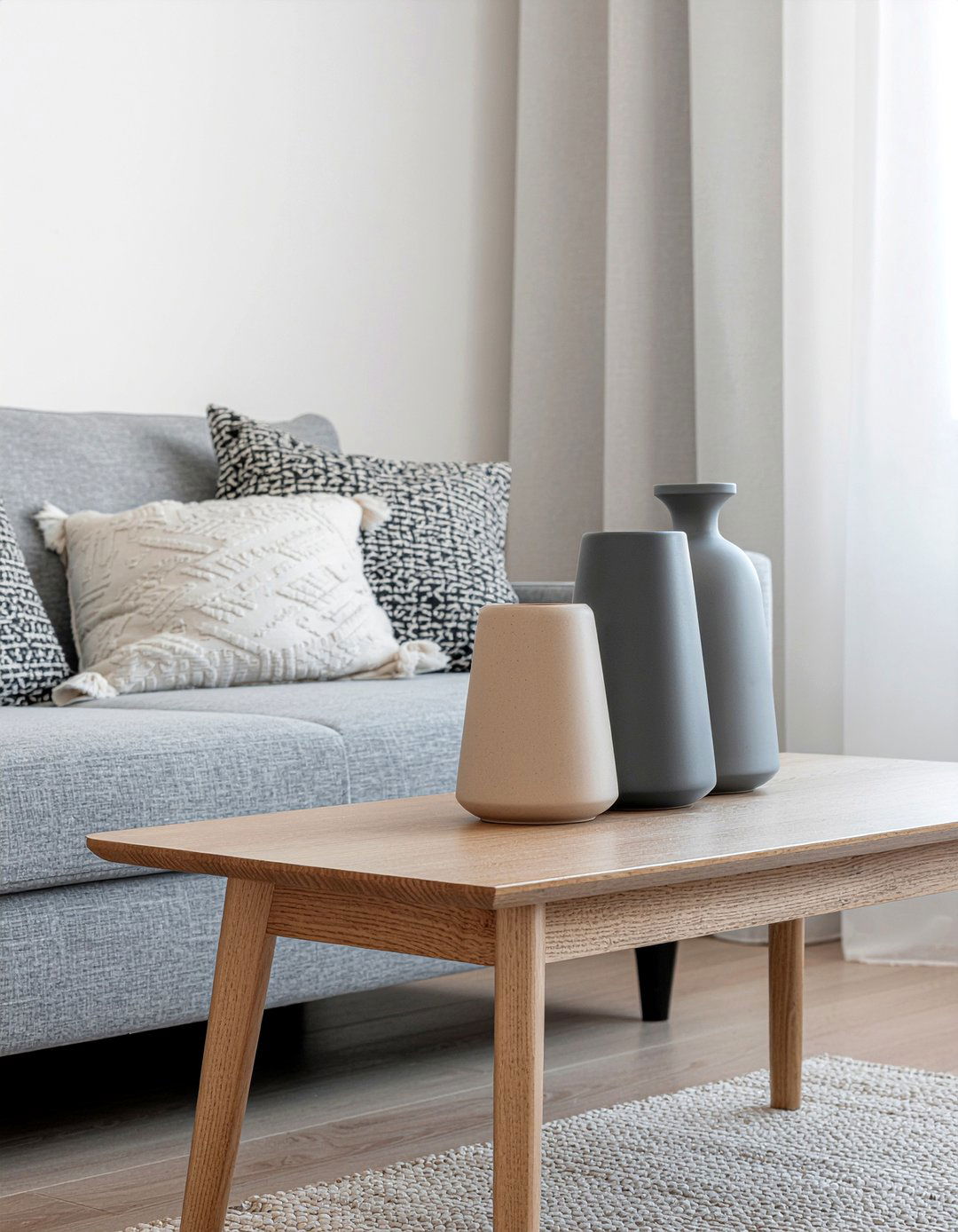 Ceramic Vase Set - 30 living room Scandinavian furniture ideas