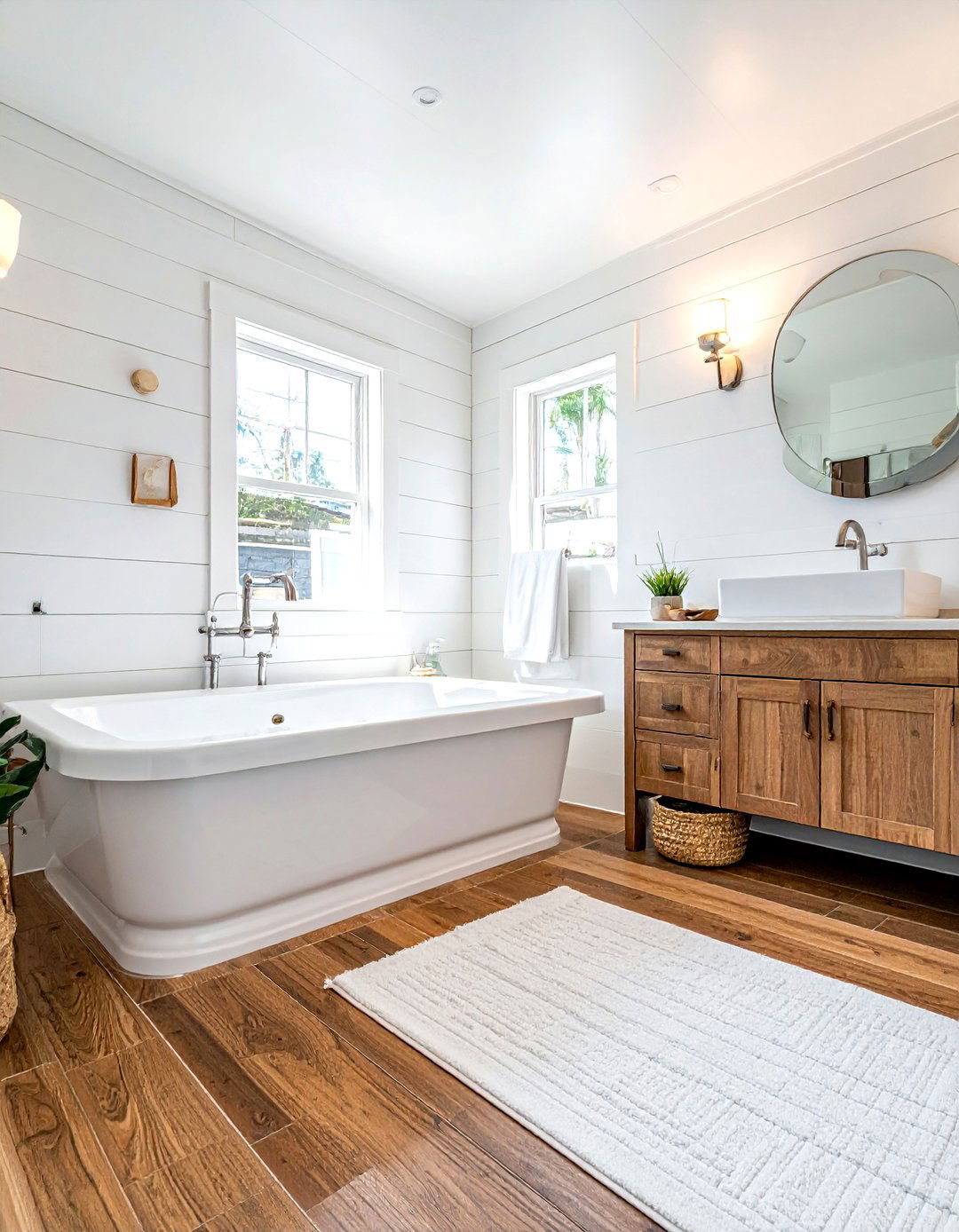 Ceramic Wood Tile White Grout - 30 white grout bathroom ideas