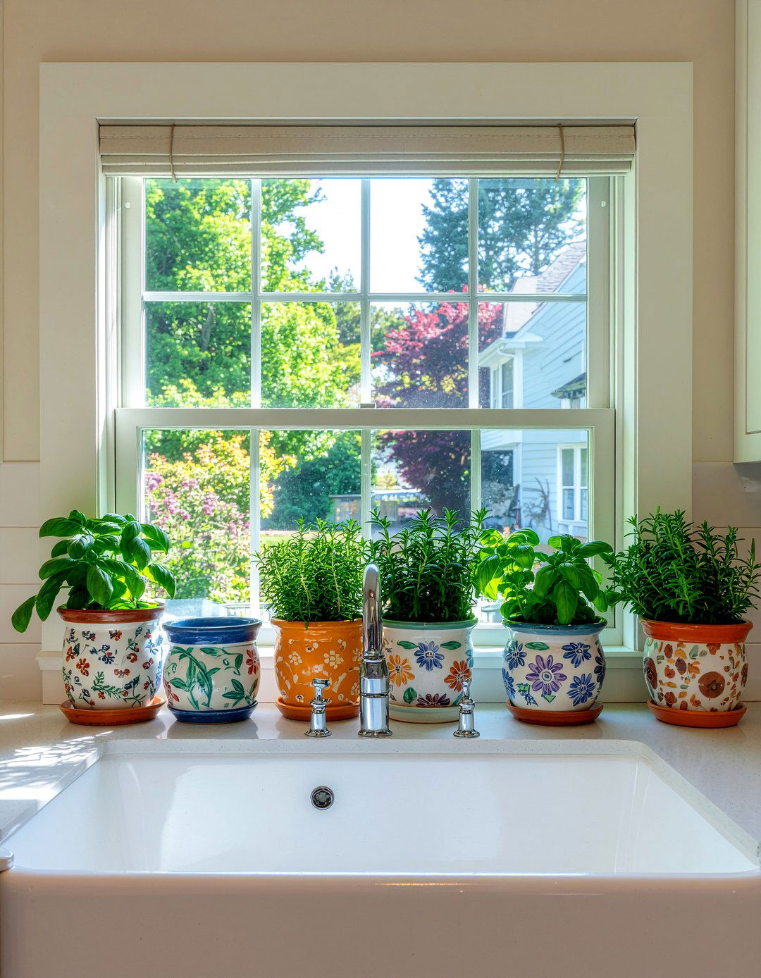 Ceramic herb pots kitchen window - 30 kitchen window herb garden ideas