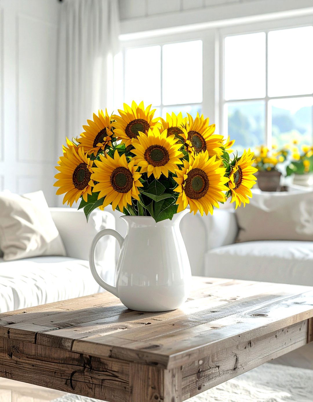 Ceramic pitcher vase - 30 living room centerpiece ideas