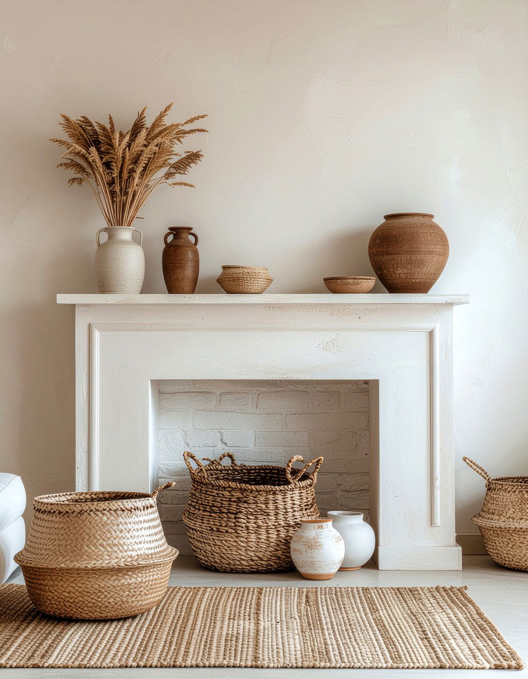 Ceramic pottery - 30 living room mantel styling ideas