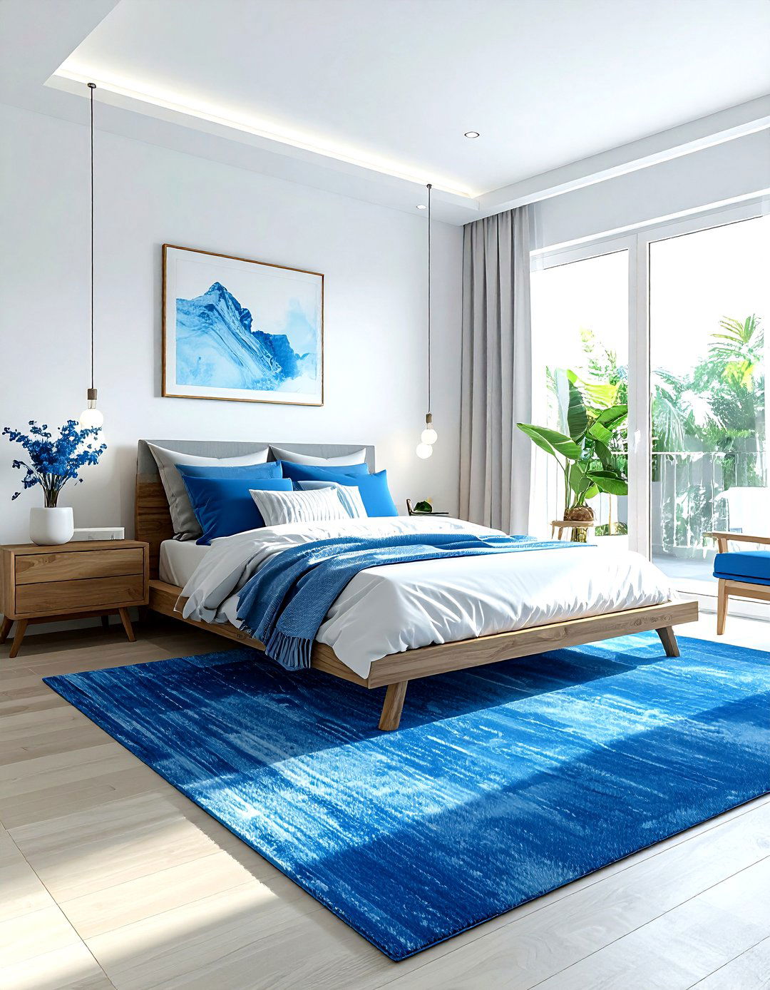 Cerulean Blue Bright Bedroom - 30 minimalist blue bedroom ideas