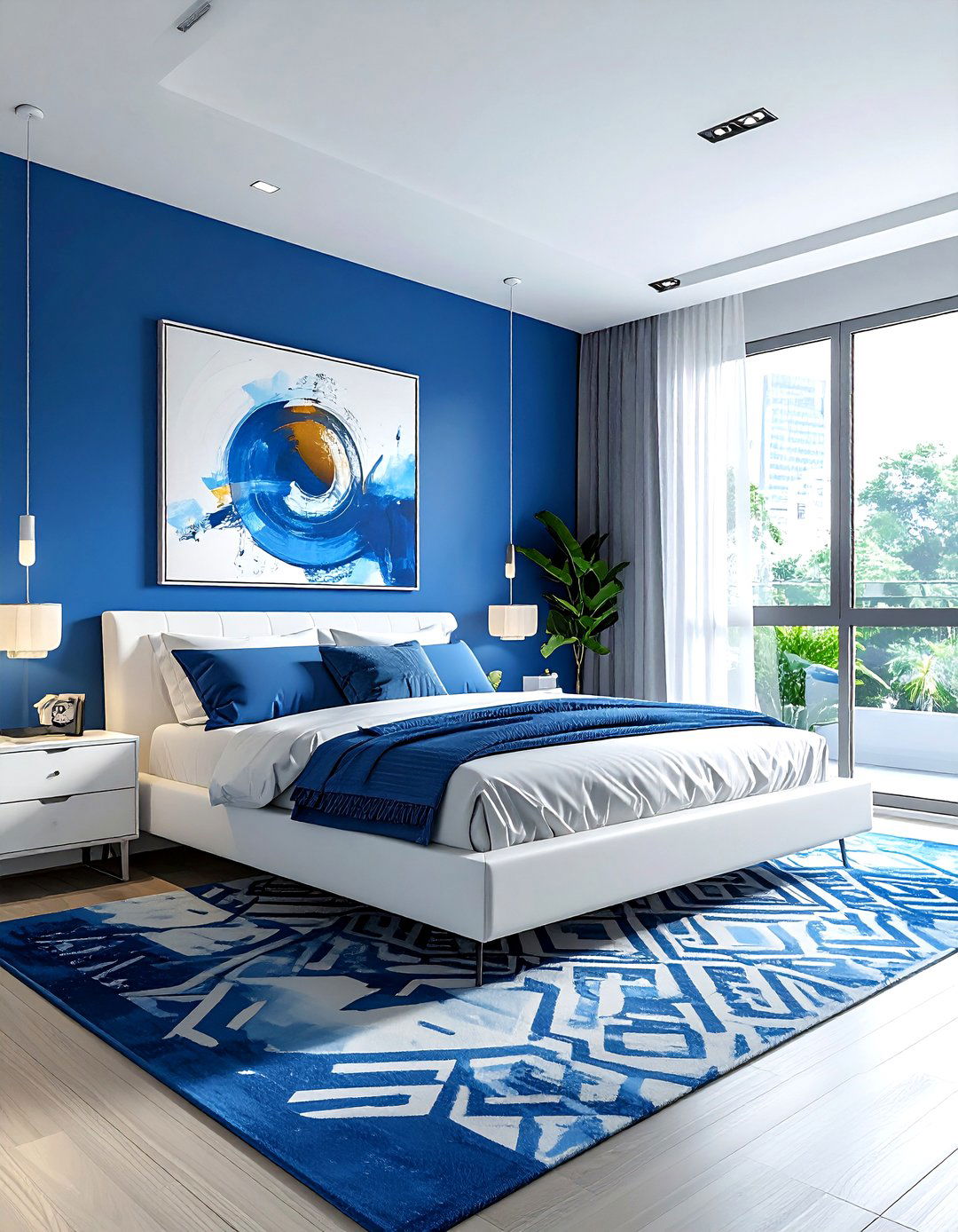 Cerulean Blue Contemporary Bedroom - 30 cool blue bedroom ideas