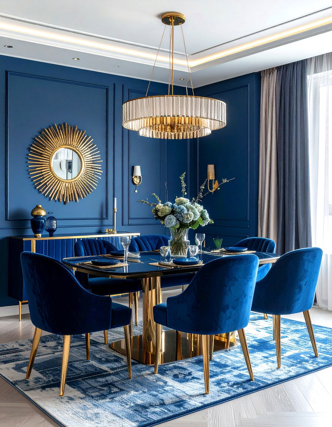 Cerulean Blue Dining Room - 30 blue dining room design ideas