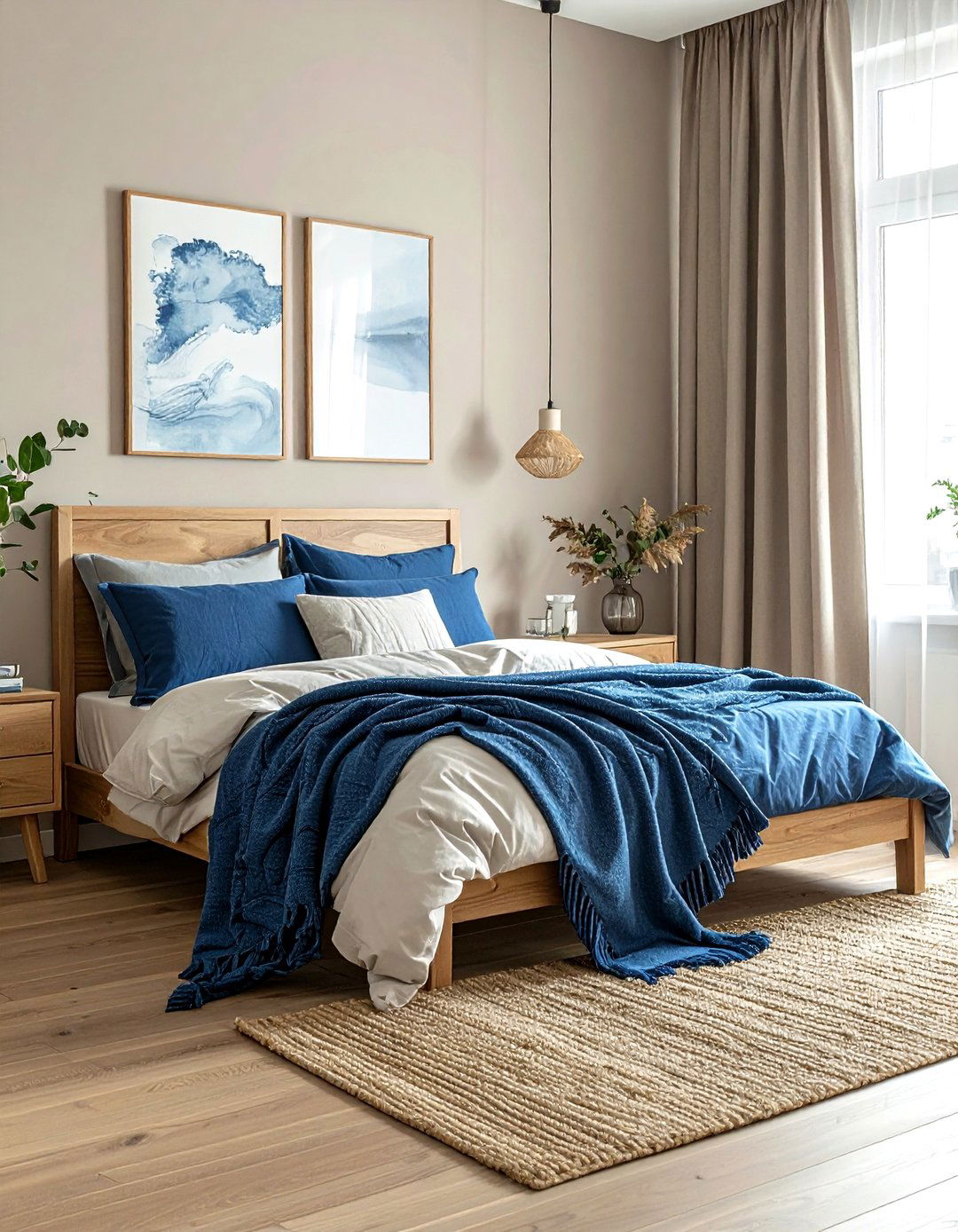 Cerulean Blue and Greige - 30 blue and gray bedroom ideas