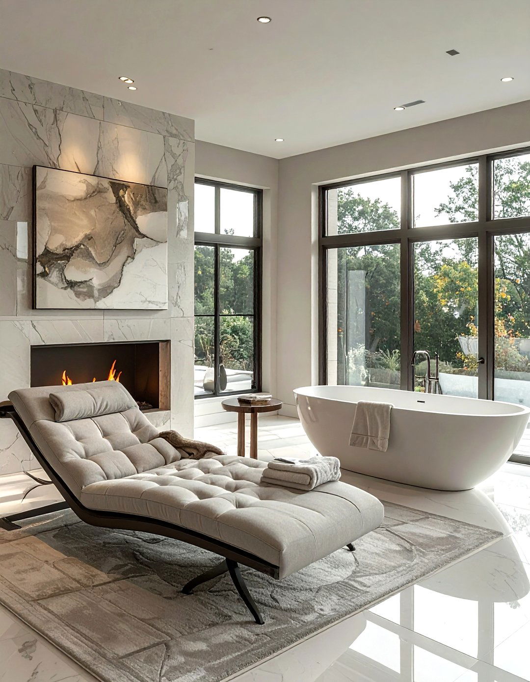 Chaise lounge in large bathroom - 30 bathroom seating arrangements ideas