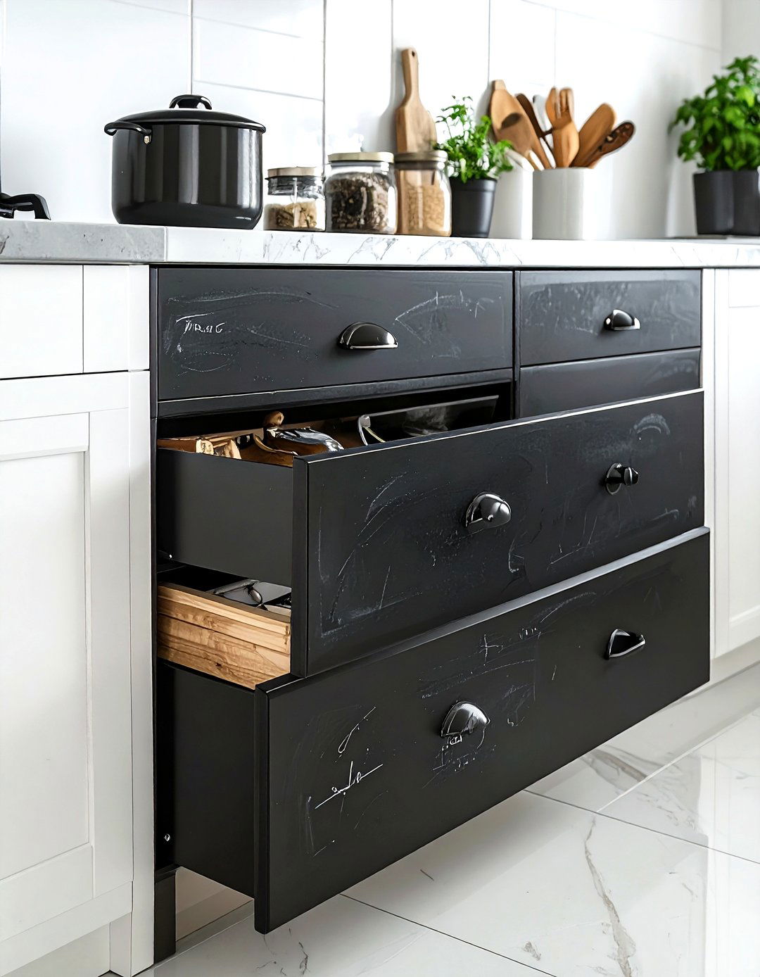 Chalkboard Drawer Front - 30 kitchen chalkboard ideas