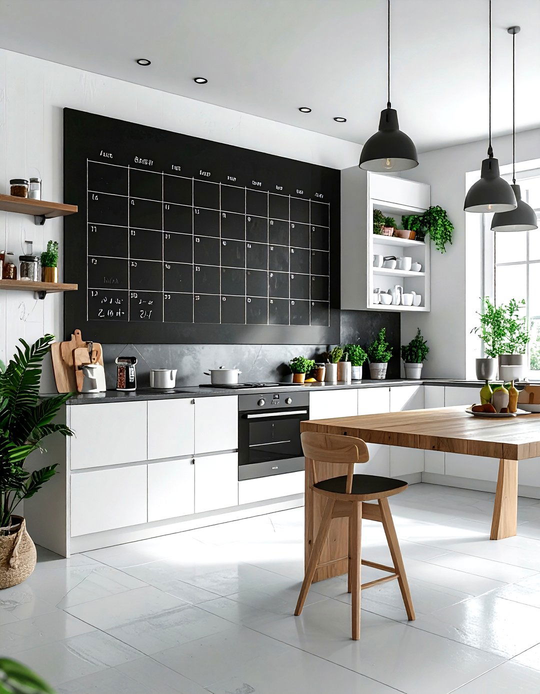 Chalkboard Kitchen Calendar - 30 kitchen chalkboard ideas