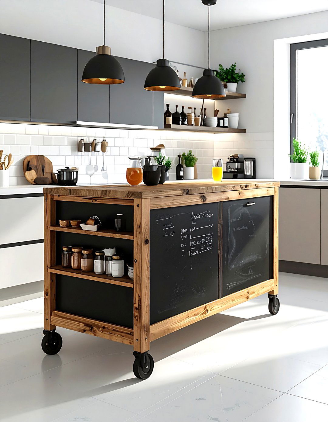 Chalkboard Kitchen Cart - 30 kitchen chalkboard ideas