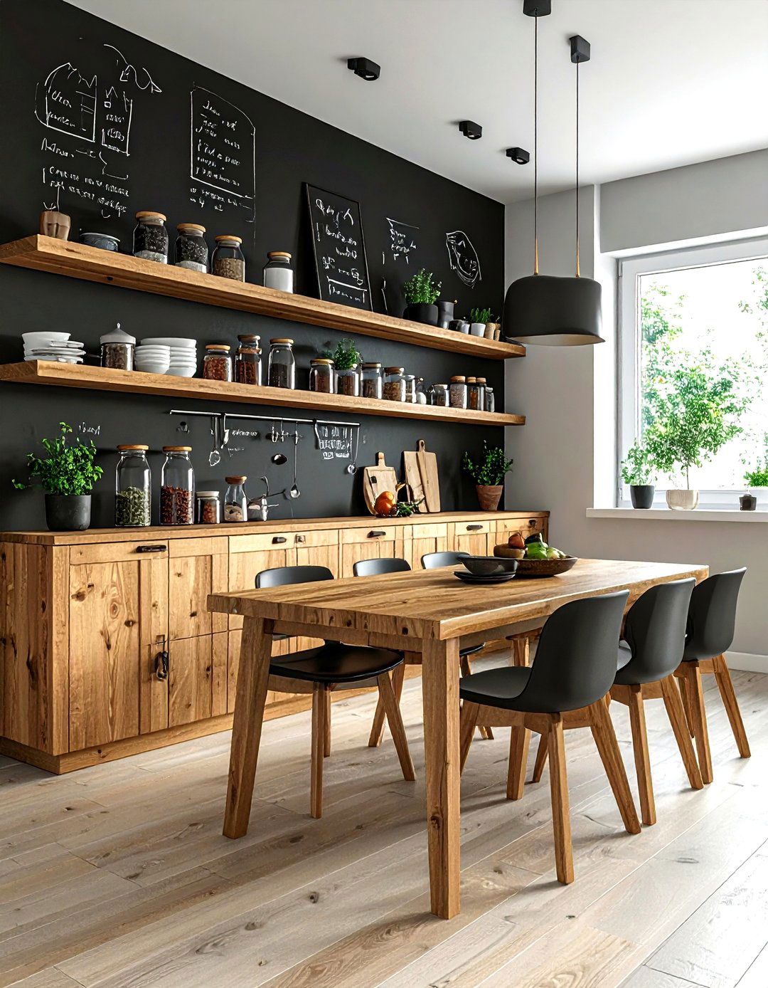 Chalkboard Wall Shelves - 30 dining room wall storage ideas