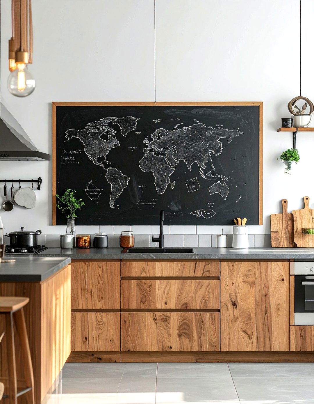Chalkboard World Map - 30 map decor ideas