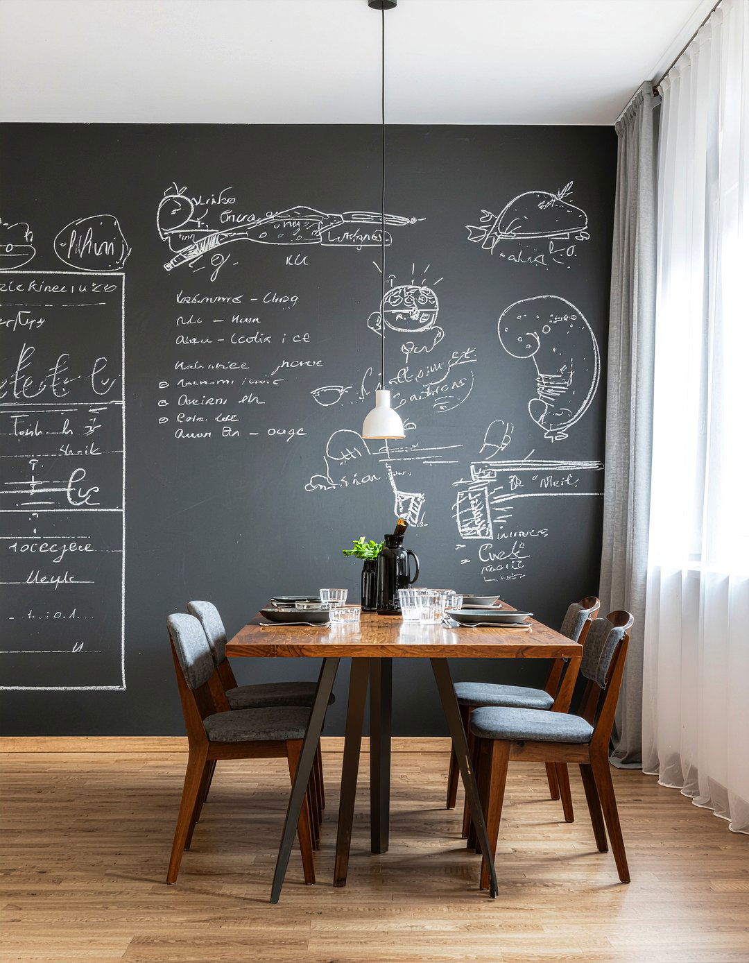 Chalkboard paint wall - 30 dining room wall decor ideas